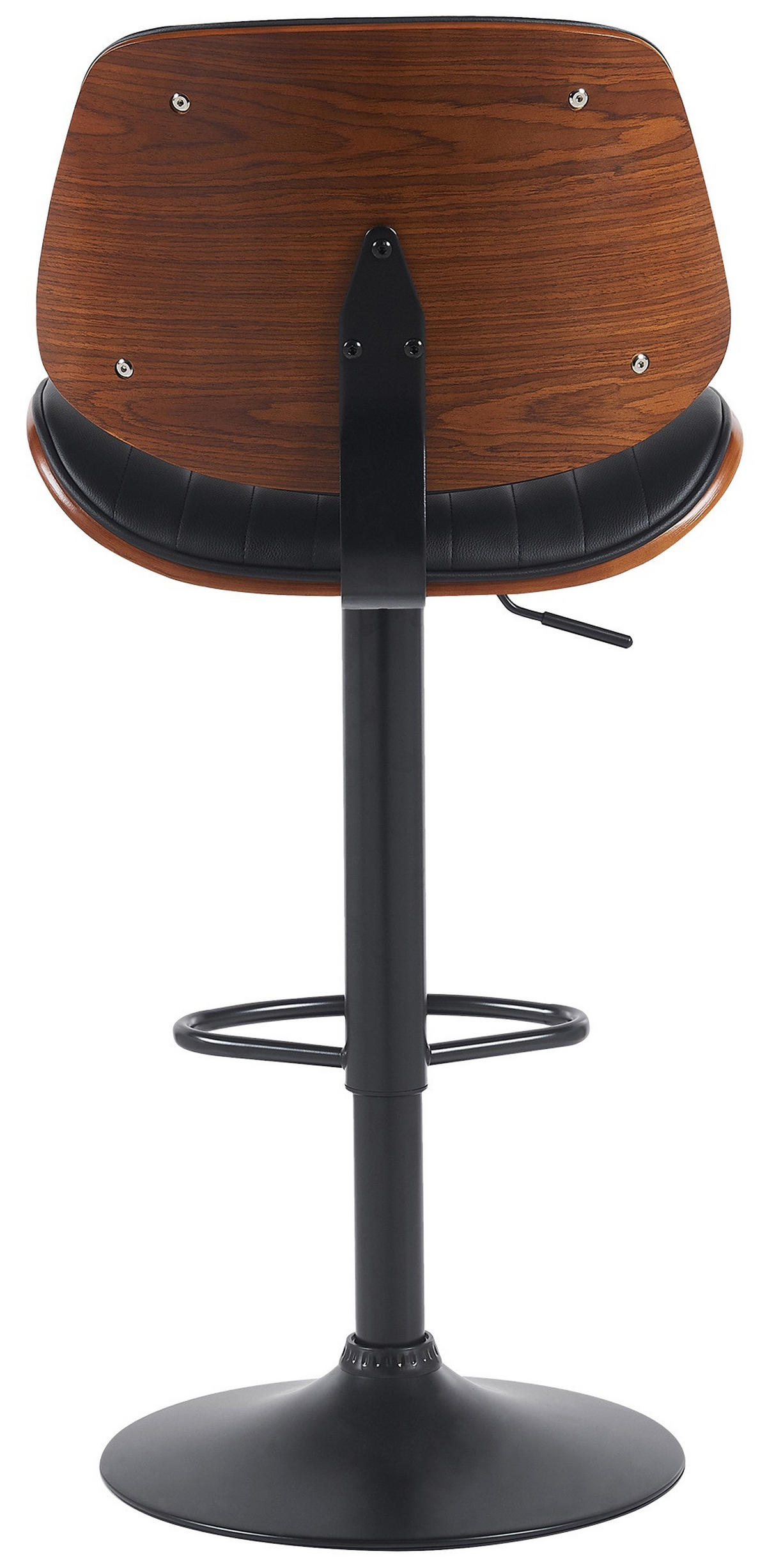 BARHOCKER Losan Kunstleder Walnuss/schwarz Schwarz Dunkelbraun Schwarz - Schwarz, Leder/Metall (50/94/50cm) - DELUKE