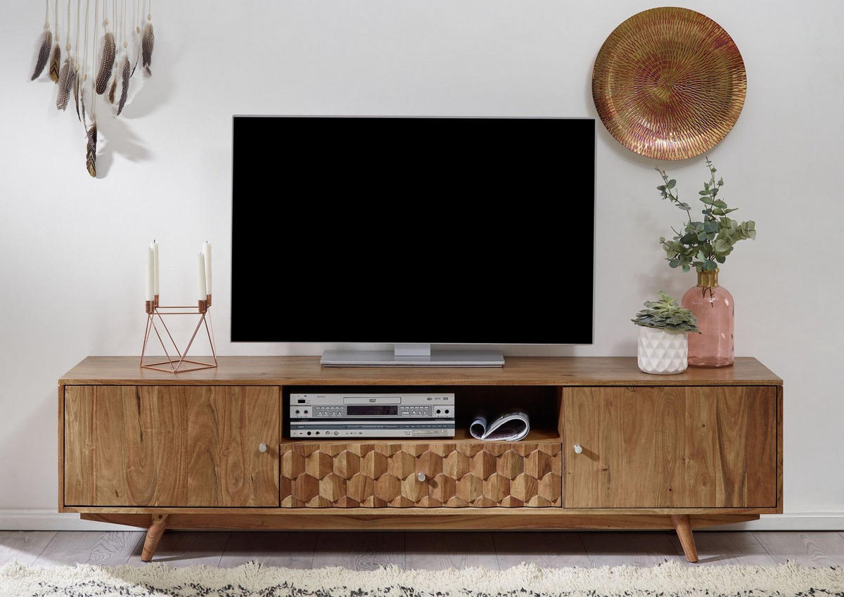 TV-BOARD 188x40x48 Akazie natur lackiert MOSAYK #105 - Naturfarben, Holz (188/48/40cm) - Massivmoebel24
