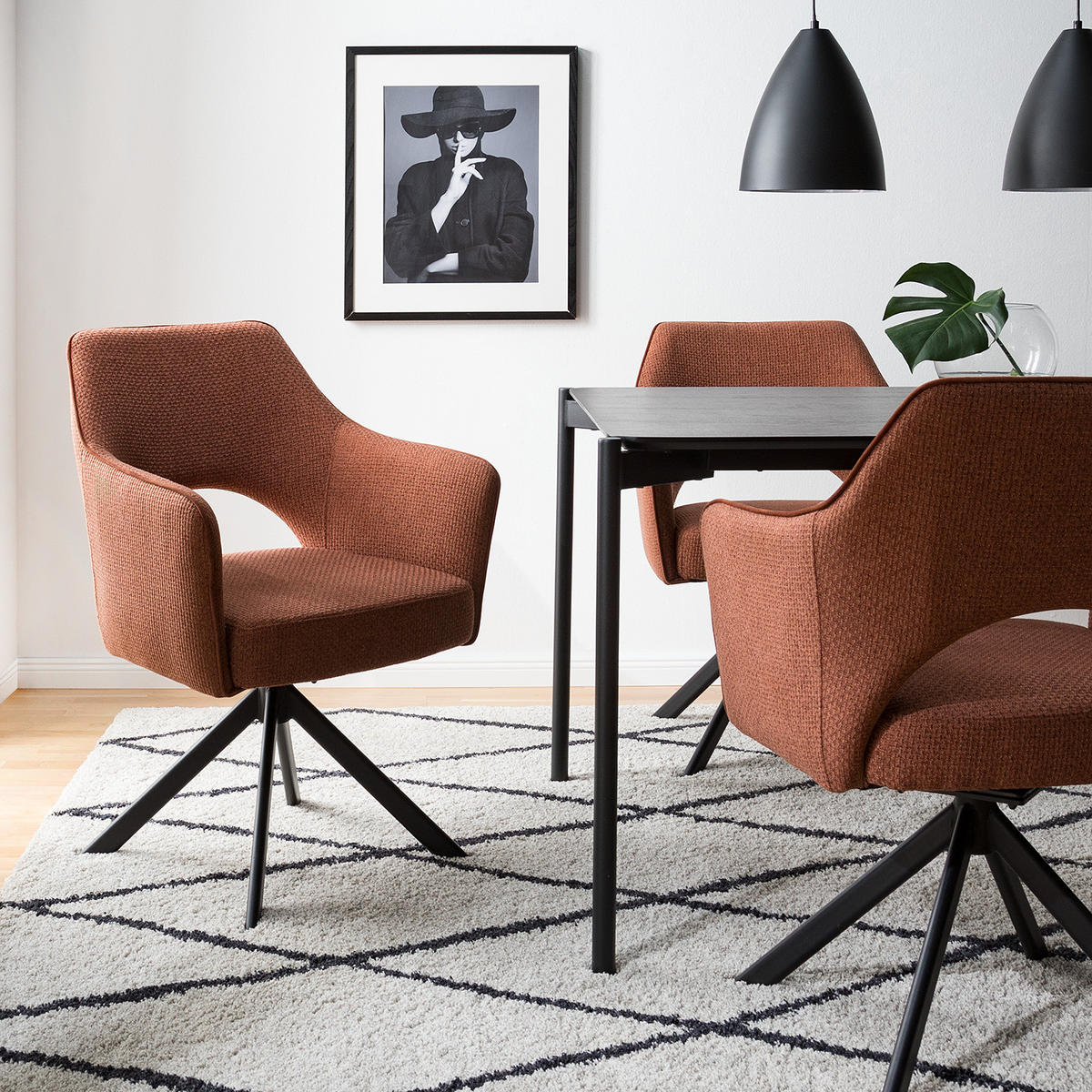 DREHBARER ARMLEHNENSTUHL - Rostfarben, Textil/Metall (64/85/61cm) - home24