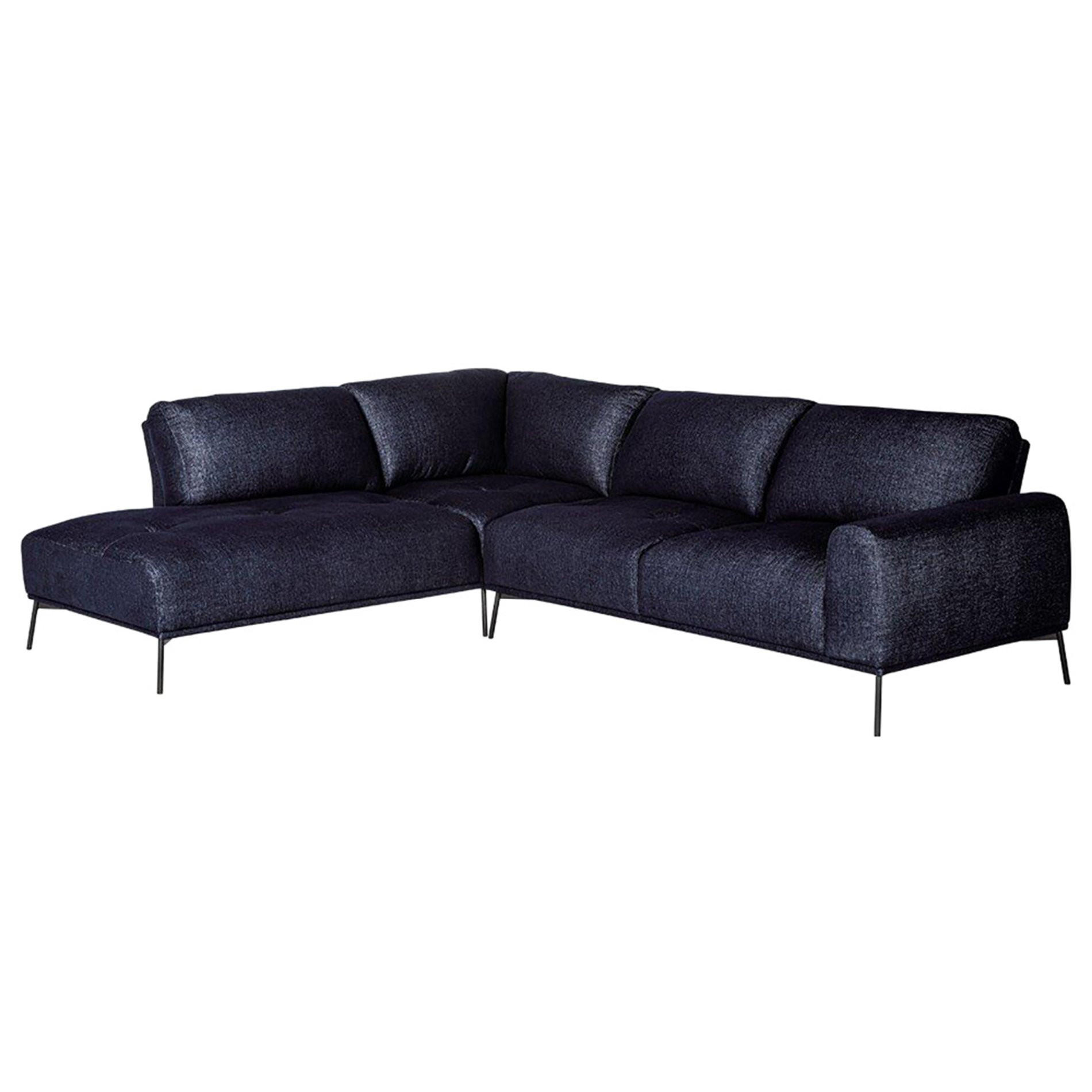 ECKSOFA Merukis dunkelblau - Schwarz/Dunkelblau, Textil/Metall (288/232cm) - Selsey