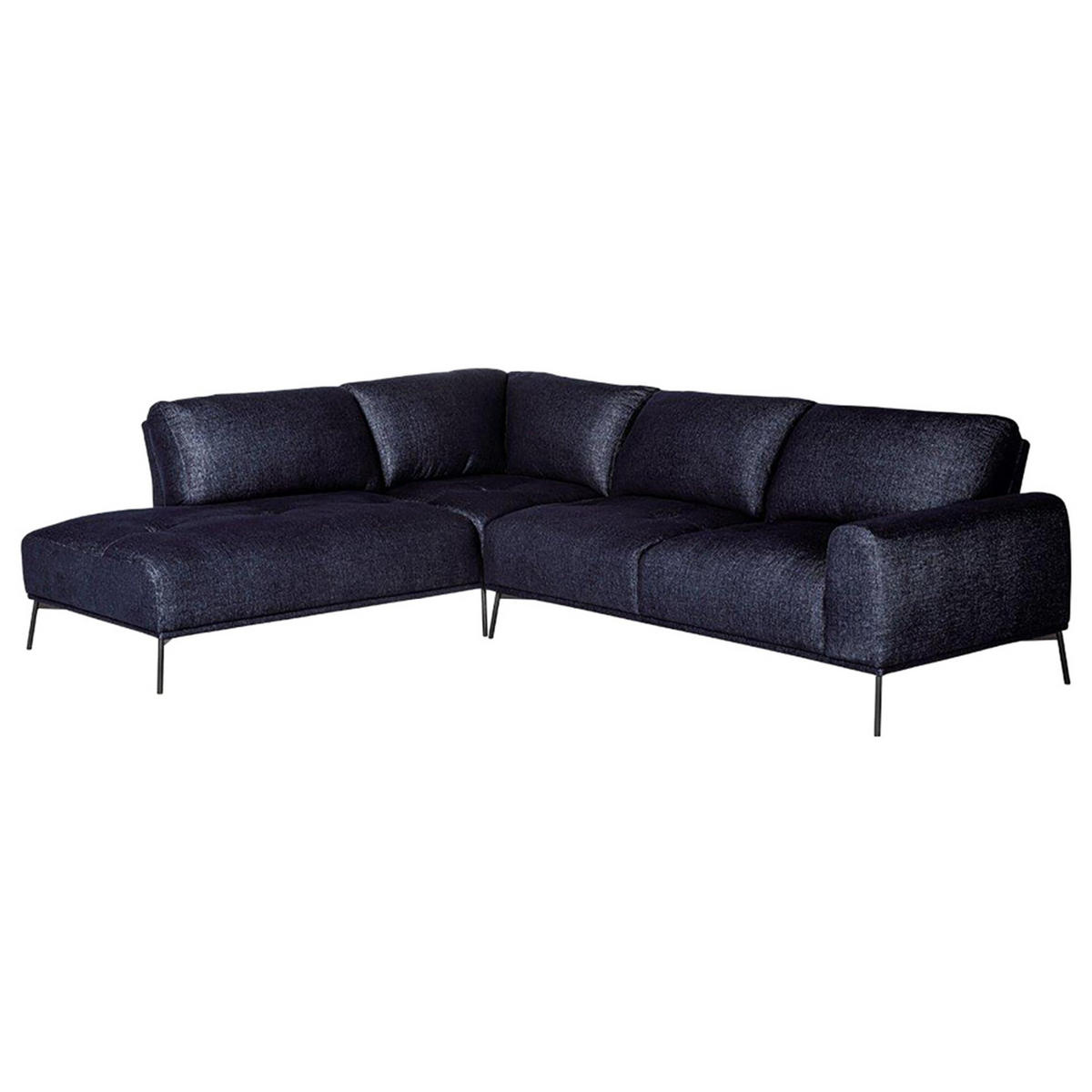 ECKSOFA Merukis dunkelblau - Schwarz/Dunkelblau, Textil/Metall (288/232cm) - Selsey