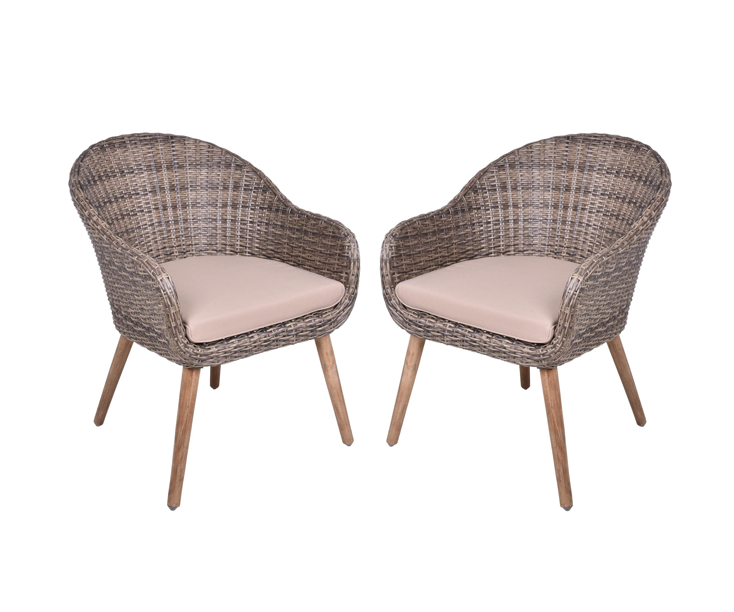 GARTENSTUHL 2er Set Short mit Auflage Gartenstühle - Braun, Holz (70/87/65cm) - DELUKE