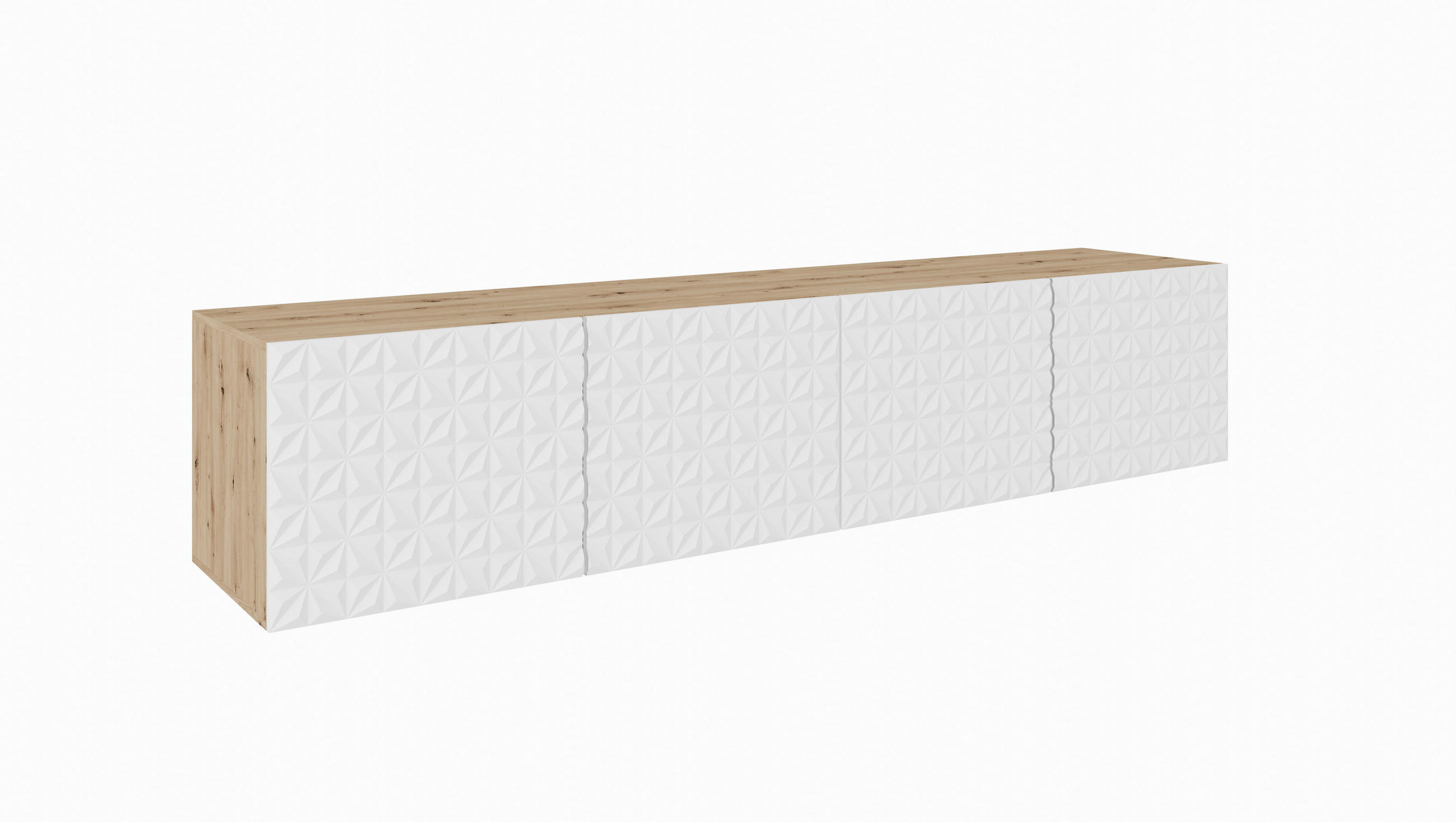 Meblini Tv-Schrank Eiche Artisan, Weiß 200x41x40 cm