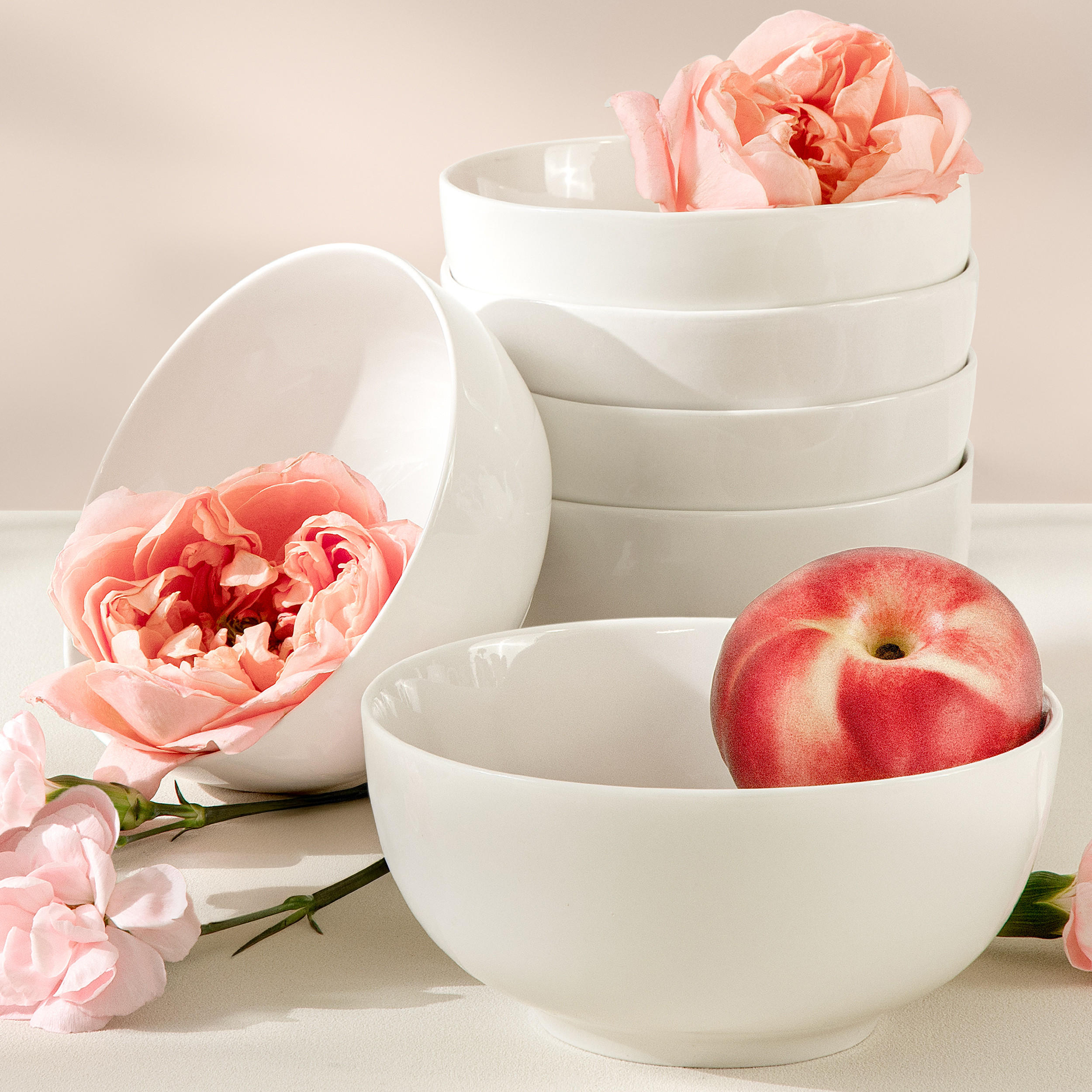 SCHÜSSEL-SET SUPPENSCHALEN AD BELLA 6-tlg,Porzellan, ecru - Ecru, Keramik - KONSIMO®