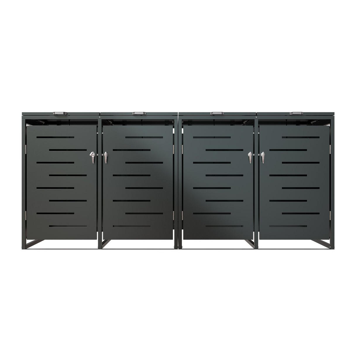 MÜLLTONNENBOX Arel 4er-Set - Anthrazit, Metall (264/116/80cm) - Juskys