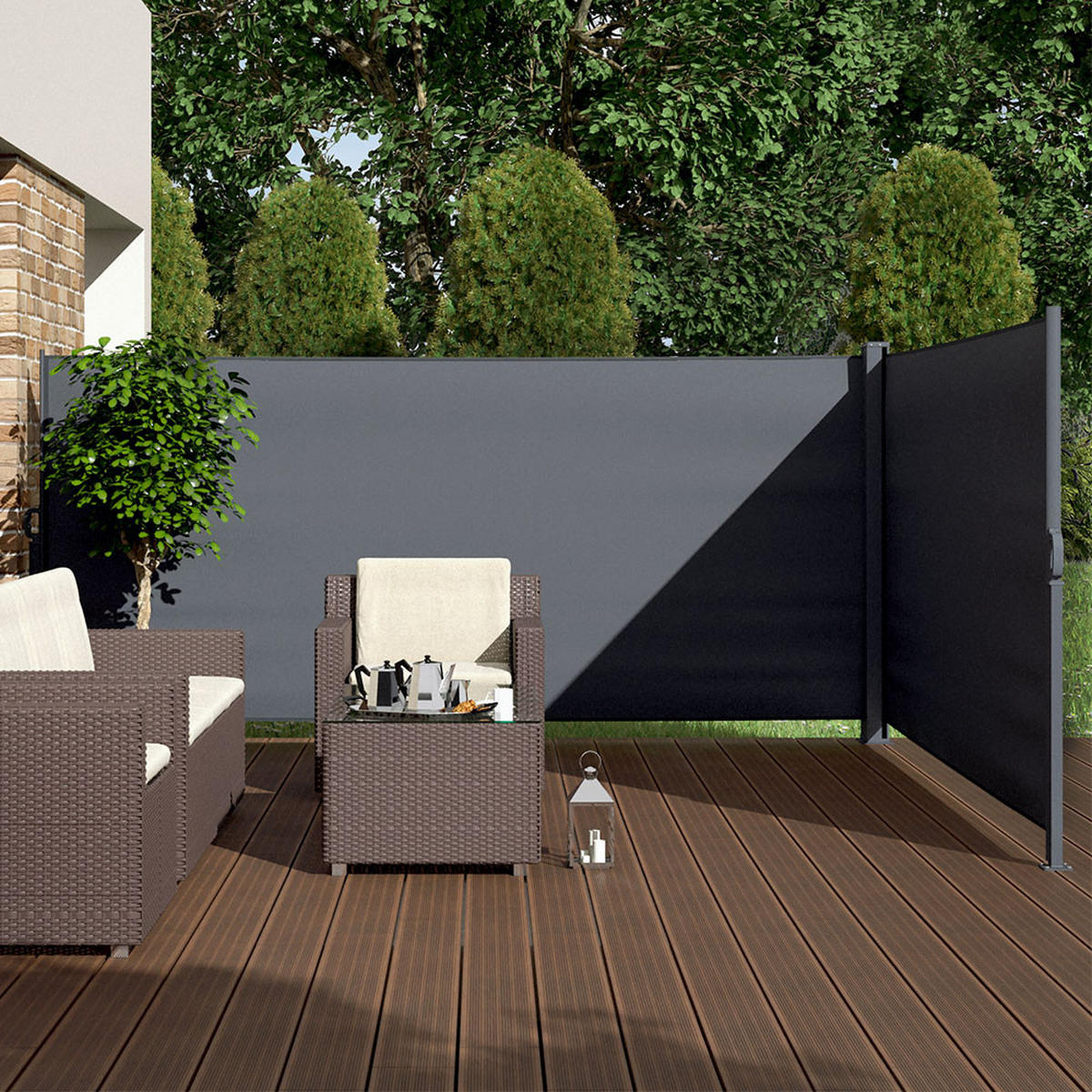 SEITENMARKISE Anthrazit 300 x 160 cm - Anthrazit, Metall (300/160/5cm) - OK-Living
