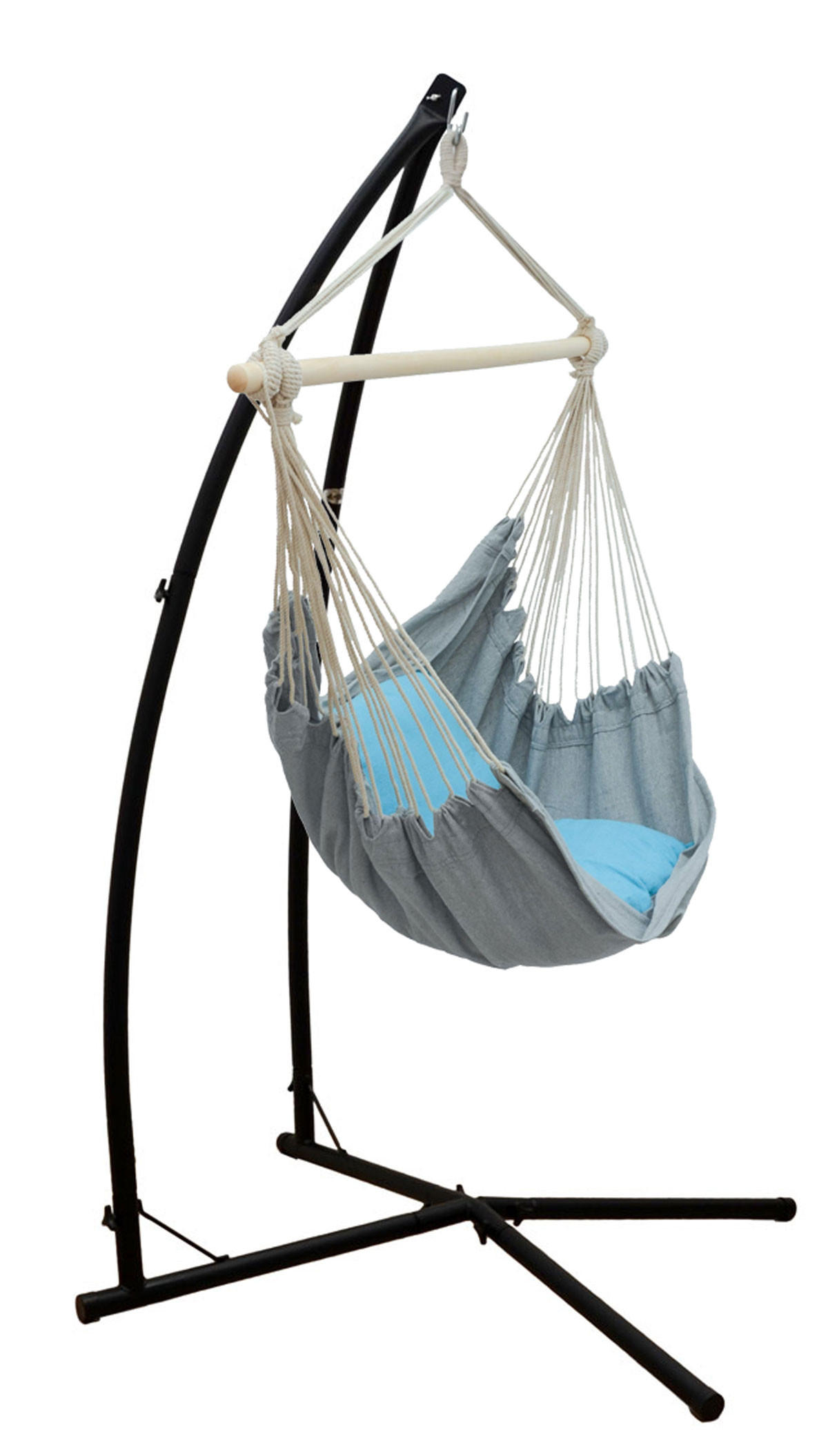 HÄNGESESSEL inkl. Gestell, bis 120kg, 216cm, Grau - Grau, Textil (110/215/110cm) - Amanka