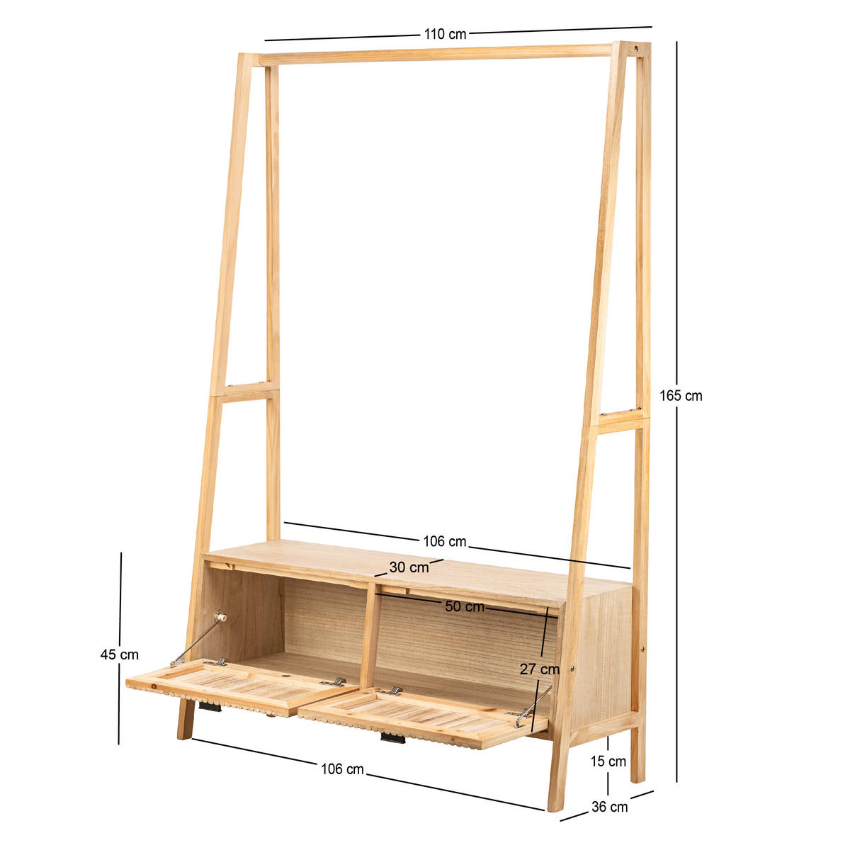 GARDEROBE Holz Braun - Braun, Holz (110/165/36cm) - Nordlys