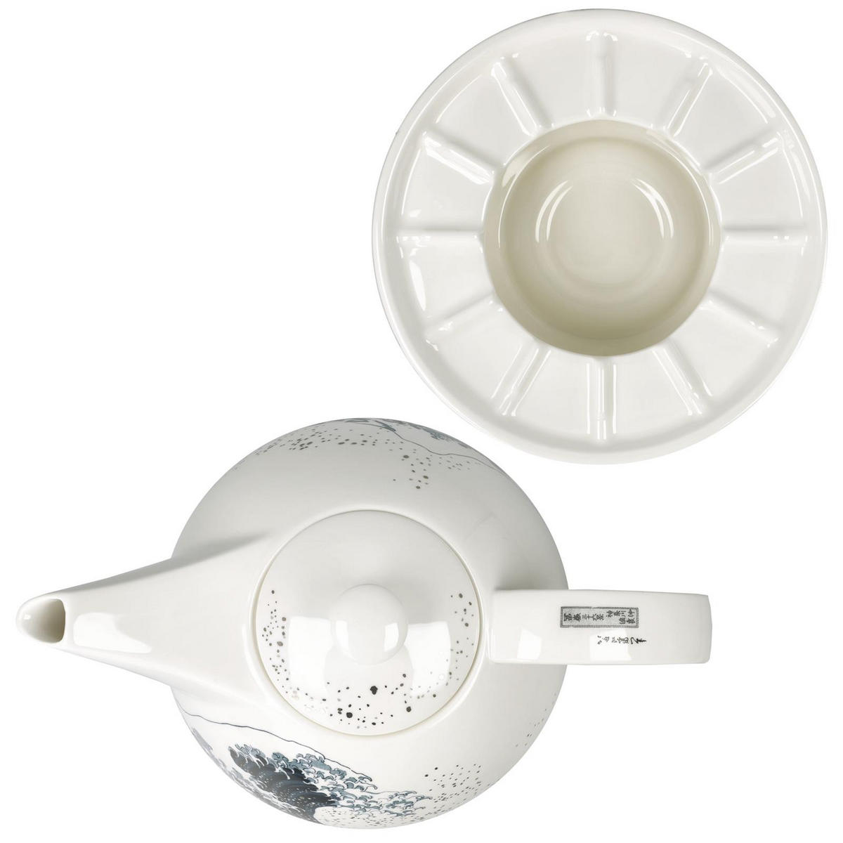 TEEKANNE MIT STÖVCHEN Katsushika Hokusai - Die große Welle bunt 1,2 l - Multicolor, Keramik (1.2L) - Goebel