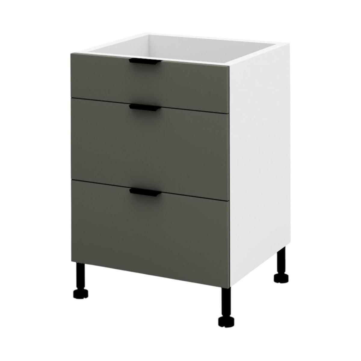 SCHUBLADENSCHRANK – 60 cm – KU-D60S3 – Lunara – Dunkelgrau - Dunkelgrau, Holzwerkstoff (60/72/52cm) - hi-markt