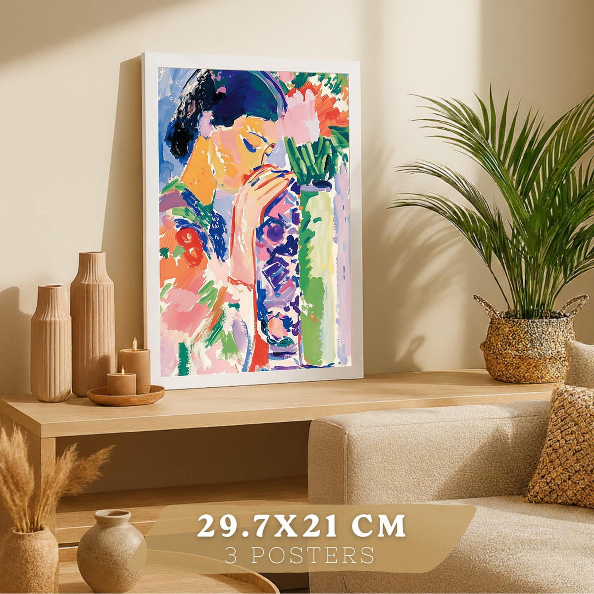POSTER 3er Bilder-Set Wandbilder Maritim Blau modern Wohnzimmer Deko, Schlafzimmer, Küche, Badezimmer Weißer Rahmen A3 - Weiß, Papier (29.7/1/42cm) - Nacnic