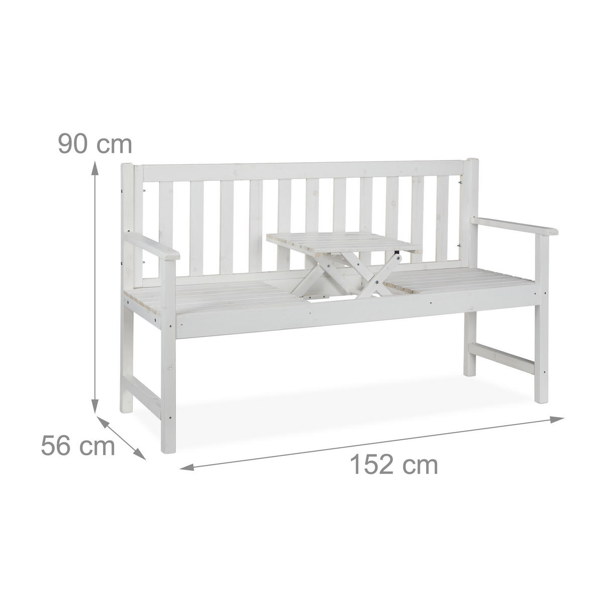 GARTENBANK - Weiß, Holz (152/90/56cm) - Relaxdays