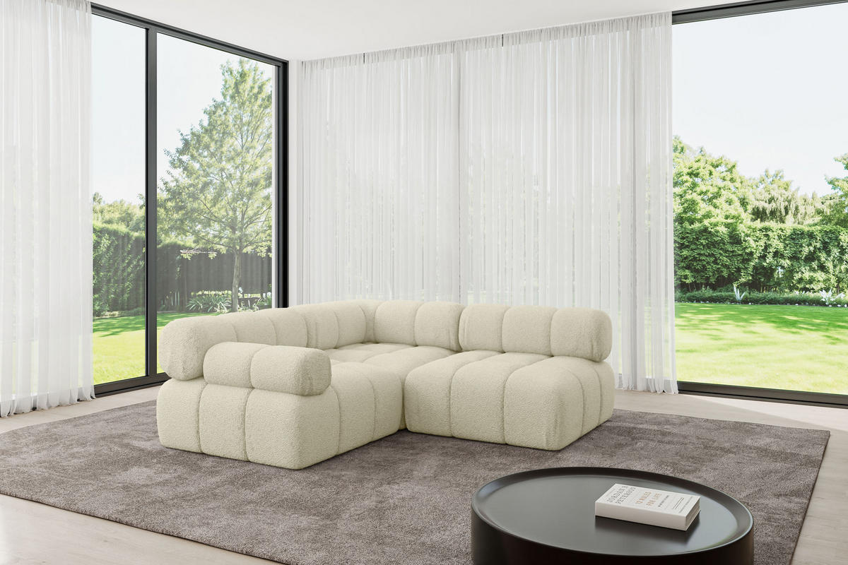ECKSOFA modulares Sofa Mende-L1 - 190x190x70 cm Beige Bouclé - Beige, Holzwerkstoff/Textil (190/190cm) - ALTDECOR