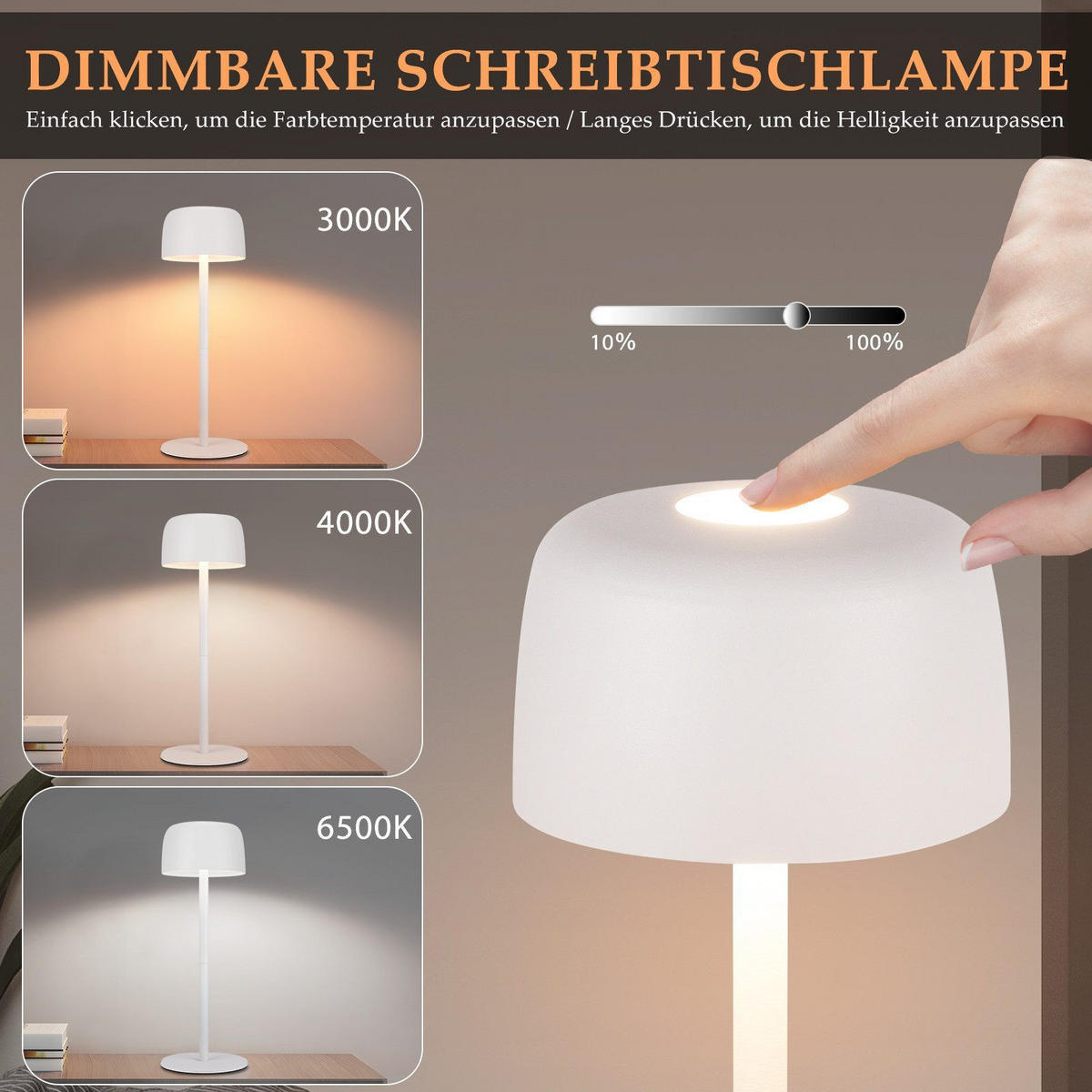 TISCHLAMPE Linan 9/9/25 cm - Weiß, Kunststoff/Metall (9/9/25cm) - ZMH