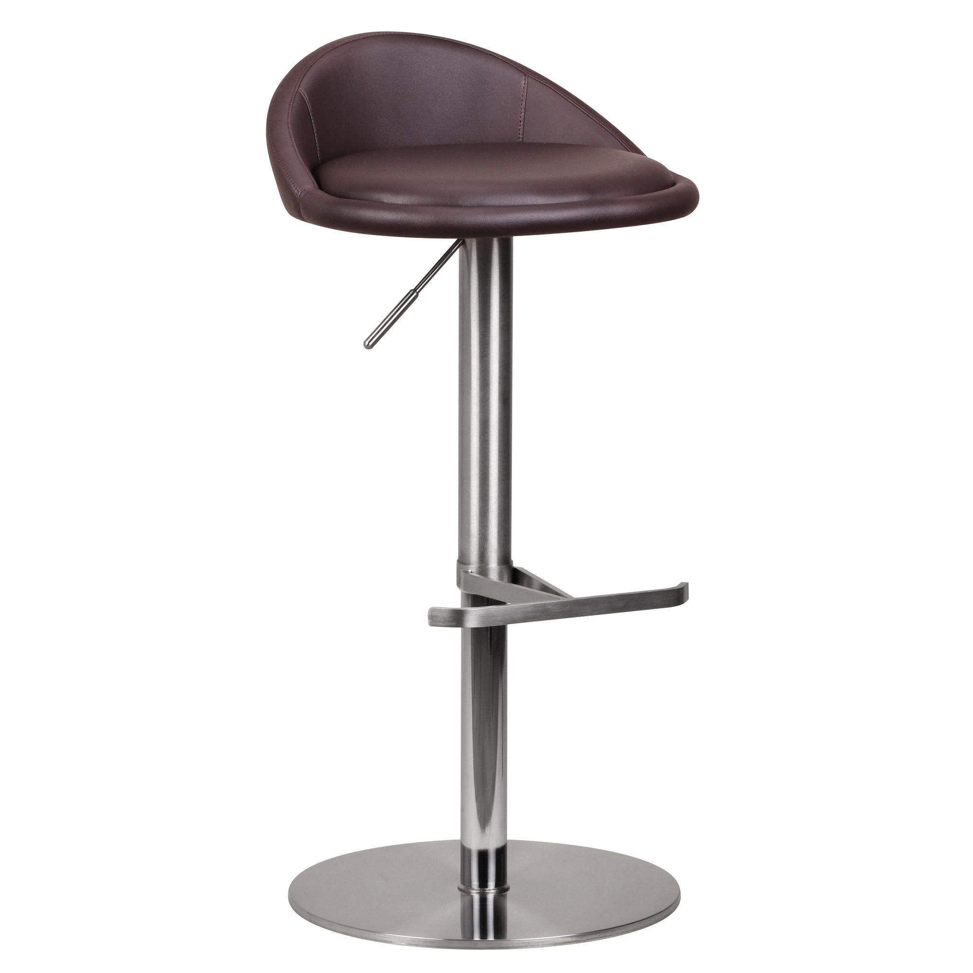 BARHOCKER Höhenverstellbar Edelstahl Halbrunde Rückenlehne DONAU, Braun 43x43x90 cm - Silberfarben/Braun, Kunststoff/Textil (43/90/43cm) - KADIMA DESIGN