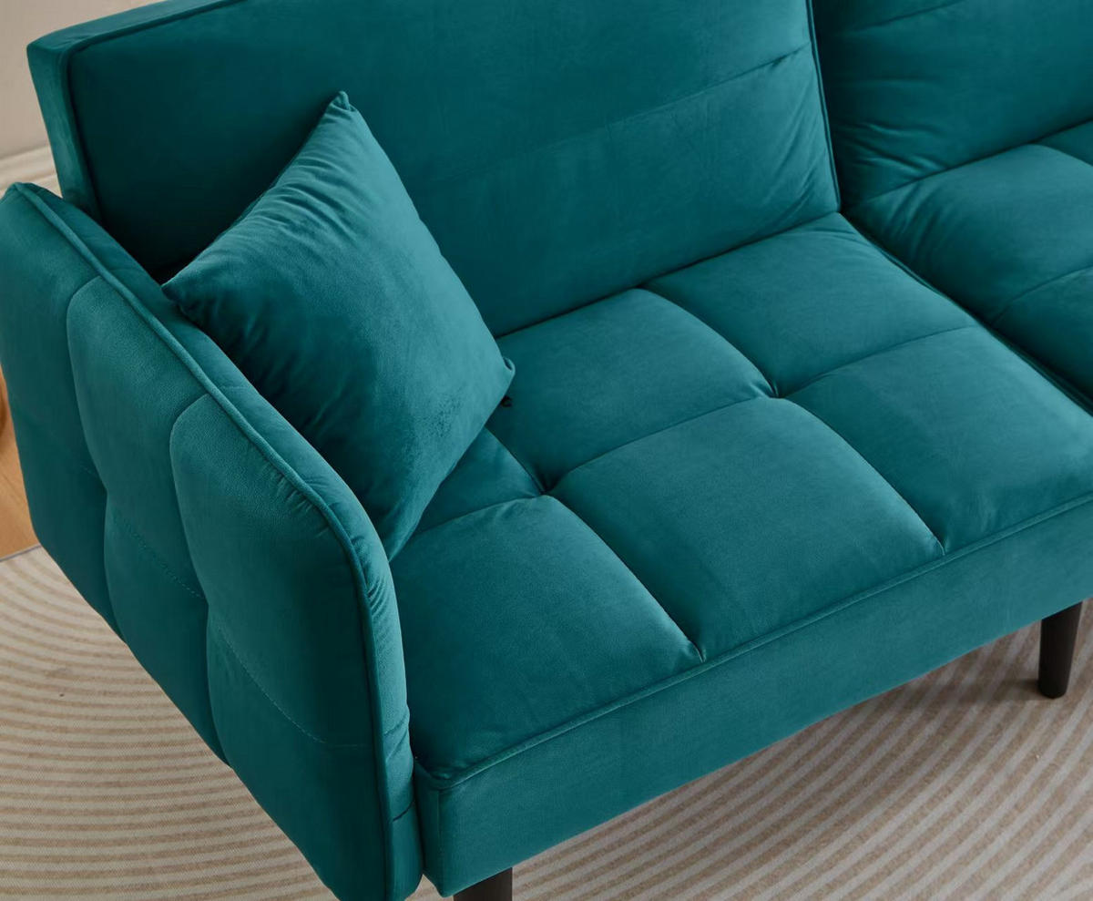 SOFA 2-Sitzer 176/78/76 cm Antikblau Grün - Grün, Textil (78/76/176cm)