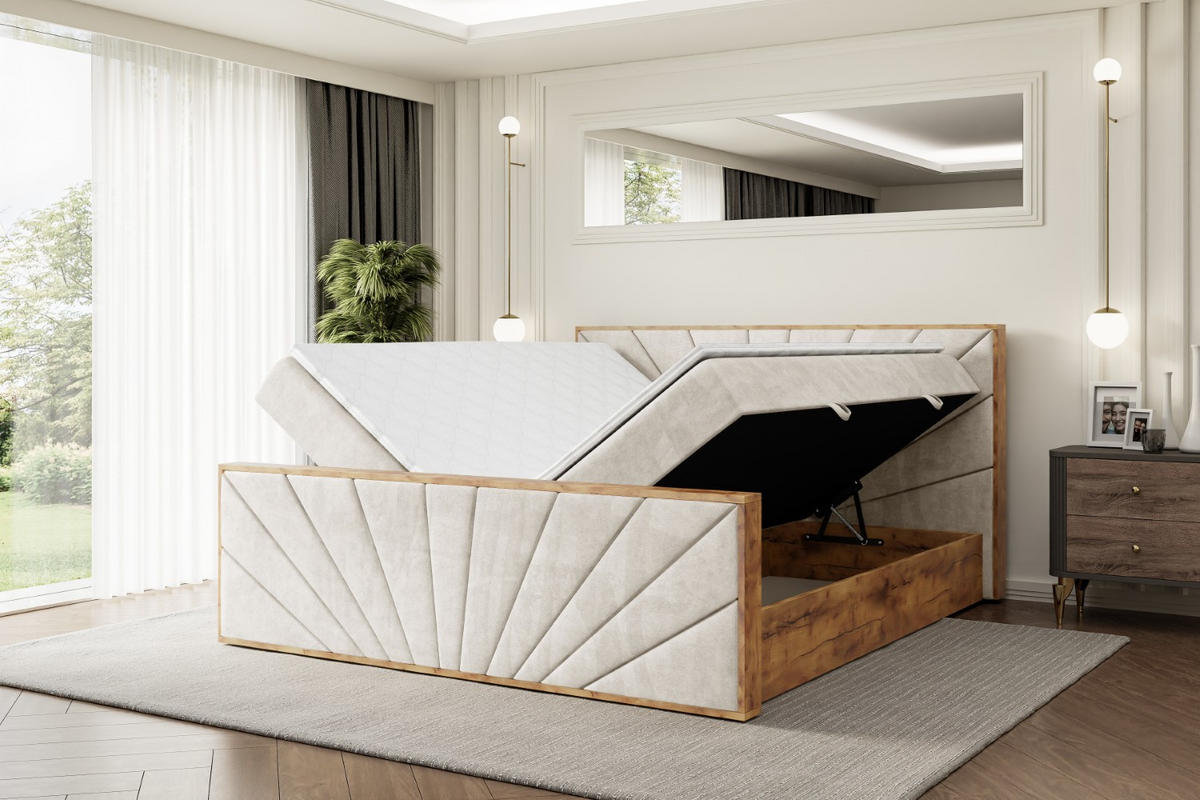 BOXBETT mit Matratze H3 und Lattenrost - LOLLI6-Z - 140x200 - Beige Casablanca - Beige, Holzwerkstoff (140/200cm) - ALTDECOR