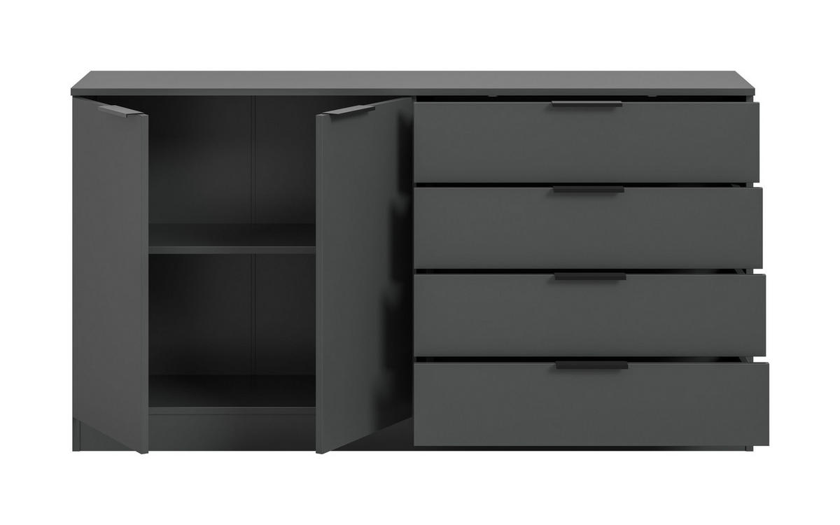 KOMMODE KOPENHAGEN (B/H/T: ca. 148/80/35 cm) in anthrazit/anthrazit - Anthrazit, Holzwerkstoff (148/80/35cm)