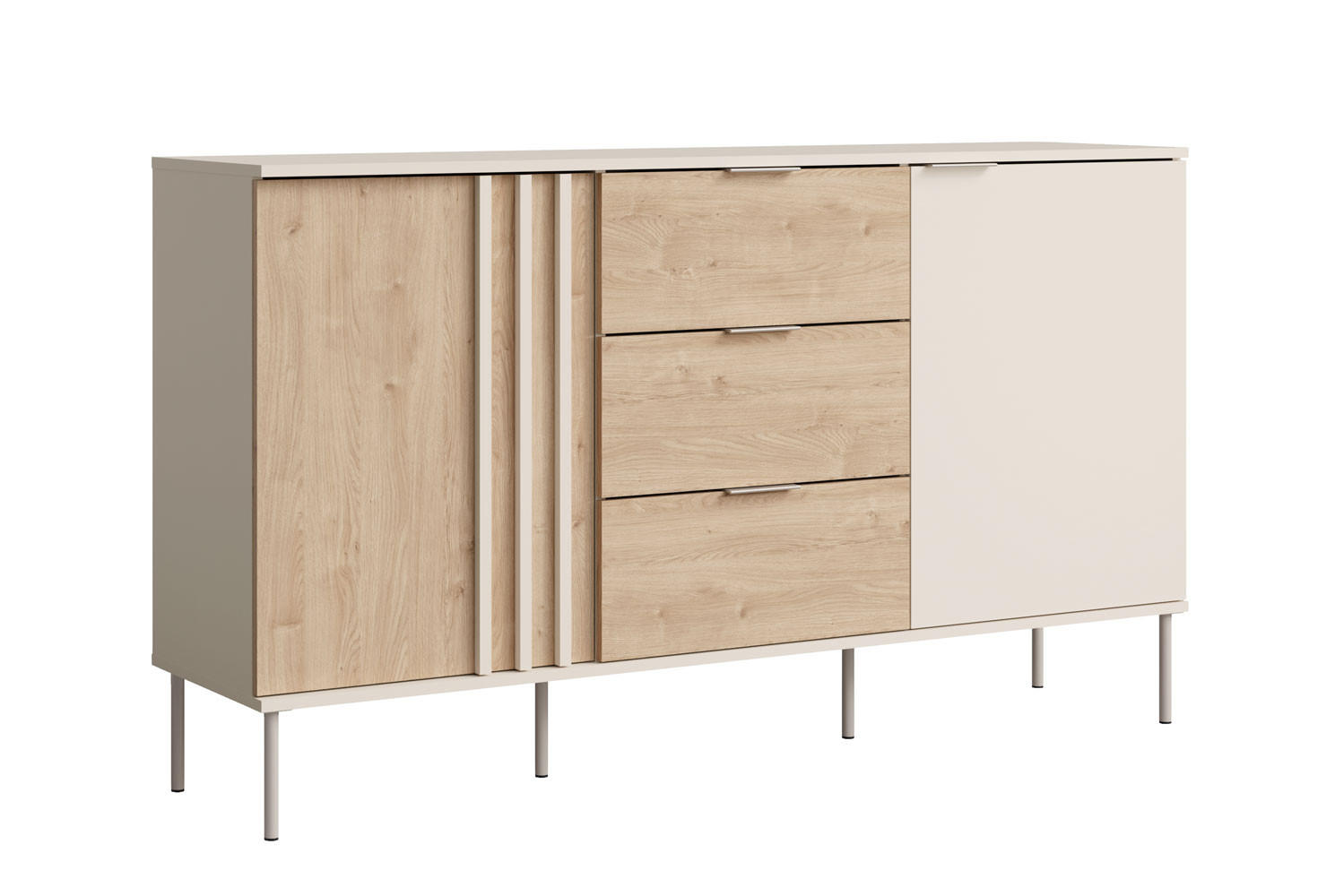 SIDEBOARD Rodgau Kaschmir Eiche Artisan 165 / 40 / 92cm - Eichefarben/Beige, Holz/Holzwerkstoff (165/92/40cm) - Feldmann-Wohnen