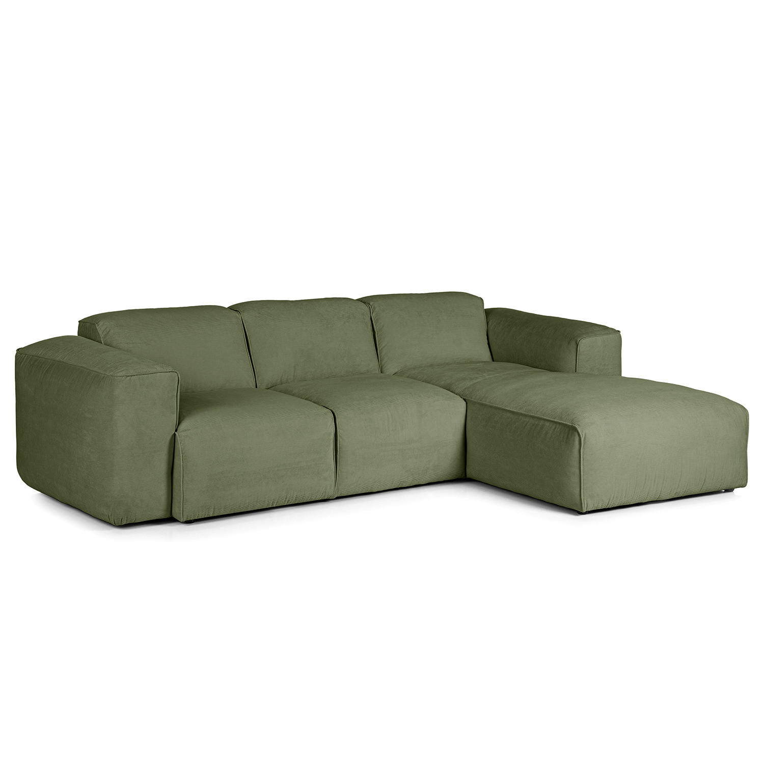 3-SITZER ECKSOFA mit Longchair - Dunkelgrün/Schwarz, Textil (251/173cm) - home24
