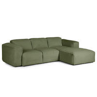 3-SITZER ECKSOFA mit Longchair - Dunkelgrün/Schwarz, Textil (251/173cm) - home24
