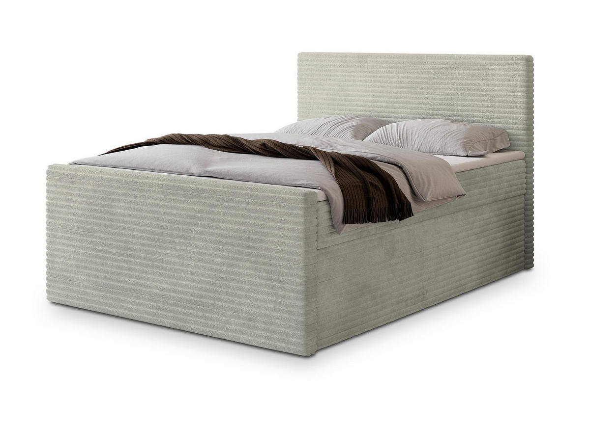 POSTEL BOXSPRING NOLEN 160x200 cm, s matrací a úložným prostorem, světle šedá - světle šedá, kompozitní dřevo/textil (160/200cm) - MASSENO