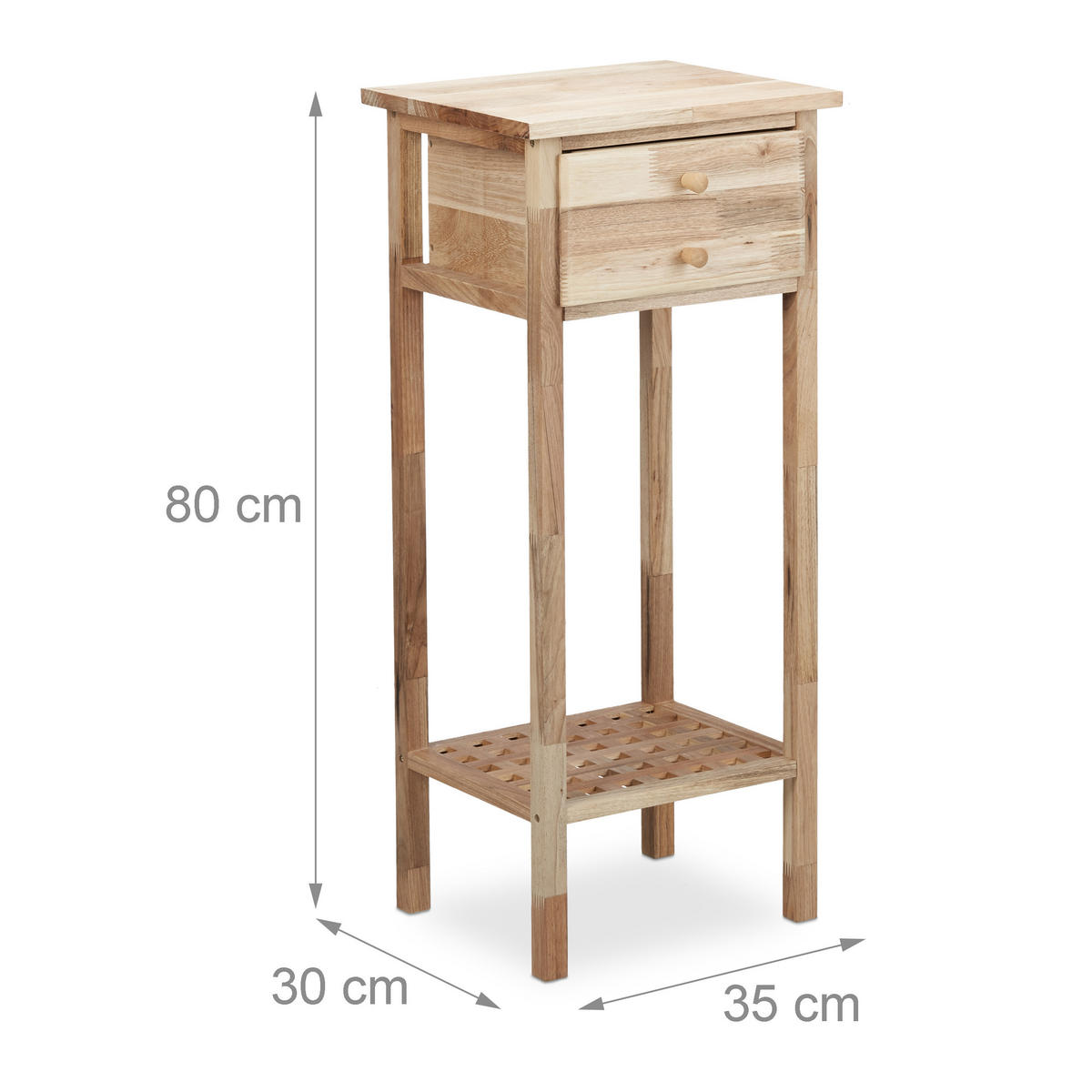 BEISTELLTISCH - Hellbraun, Holz (30/35/80cm) - Relaxdays