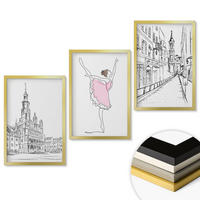 WANDBILDER 3er Set - 40x60 cm Goldrahmen - Stilvolle Ballerinen und Architektur - Goldfarben, Kunststoff (40/60cm) - ArtPrintCave