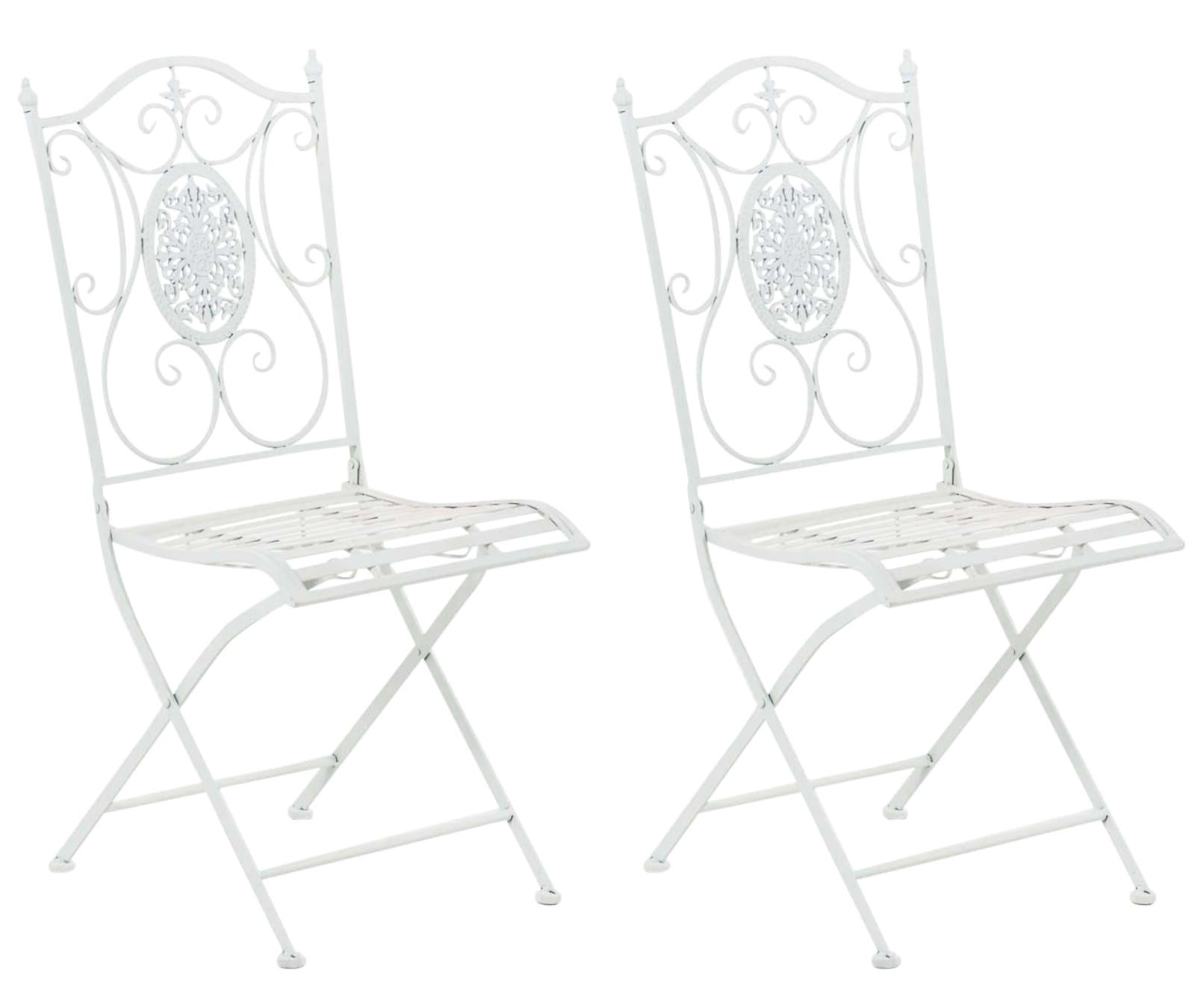 GARTENKLAPPSTUHL 2er Set Metall Weiß - Weiß, Metall (42/91/49cm) - CLP
