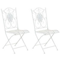 GARTENKLAPPSTUHL 2er Set Metall Weiß - Weiß, Metall (42/91/49cm) - CLP