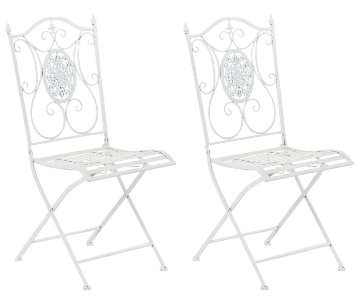 GARTENKLAPPSTUHL 2er Set Metall Weiß - Weiß, Metall (42/91/49cm) - CLP