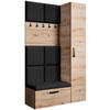 GARDEROBE Margaret I+IV 121/203/43 mit gepolsterten Paneelen - Schwarz/Eiche Artisan, Holzwerkstoff/Kunststoff (121/203/43cm) - Beautysofa
