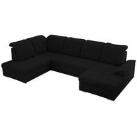 WOHNLANDSCHAFT MADRITO U - Schwarz Boucle - Links - Silberfarben/Schwarz, Textil/Metall (204/89/323cm) - MKS
