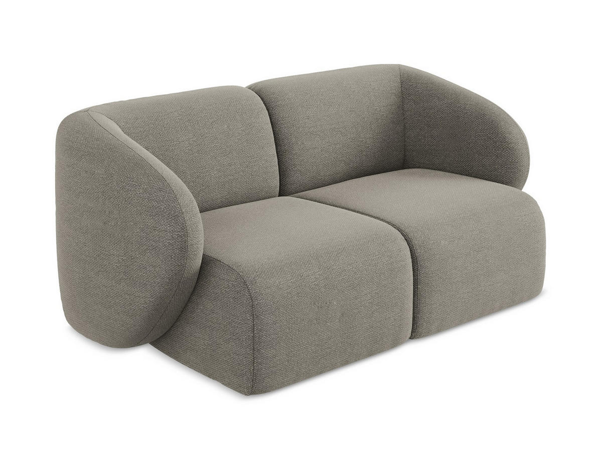 2-SITZER-SOFA Bouclé Stoff Grau - Schwarz/Grau, Holzwerkstoff/Kunststoff (174/75/94cm) - Makamii