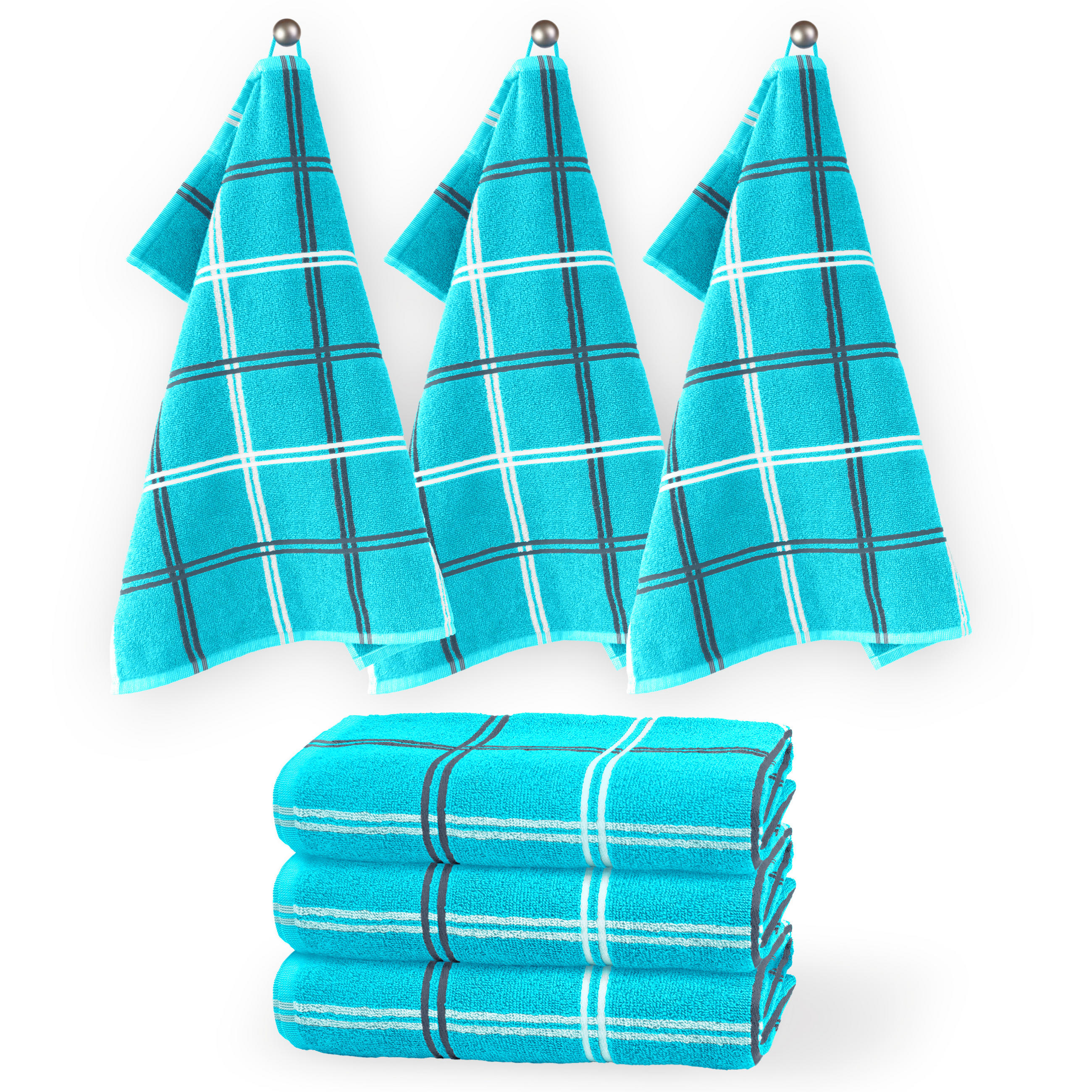 FROTTEE Küchenhandtücher 50x50 cm, 6er Set, Lyon Nautic Grün - Smaragdgrün, Textil (50/50cm) - Lashuma