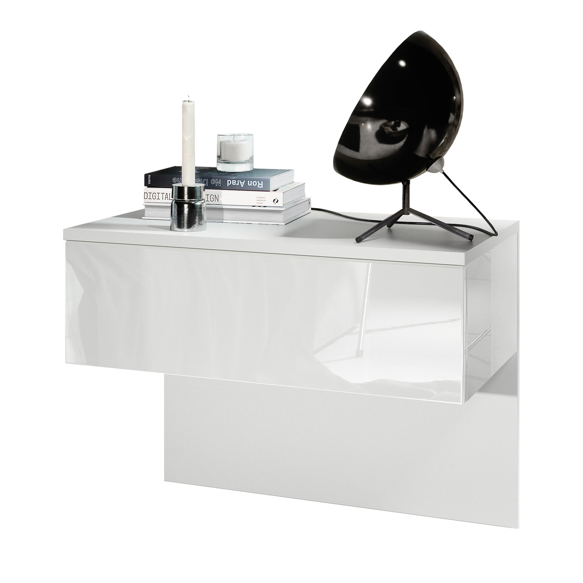 NACHTTISCH Sleep Fronten in Weiß Hochglanz - Weiß Hochglanz, Holzwerkstoff (60/46/35cm) - Vladon