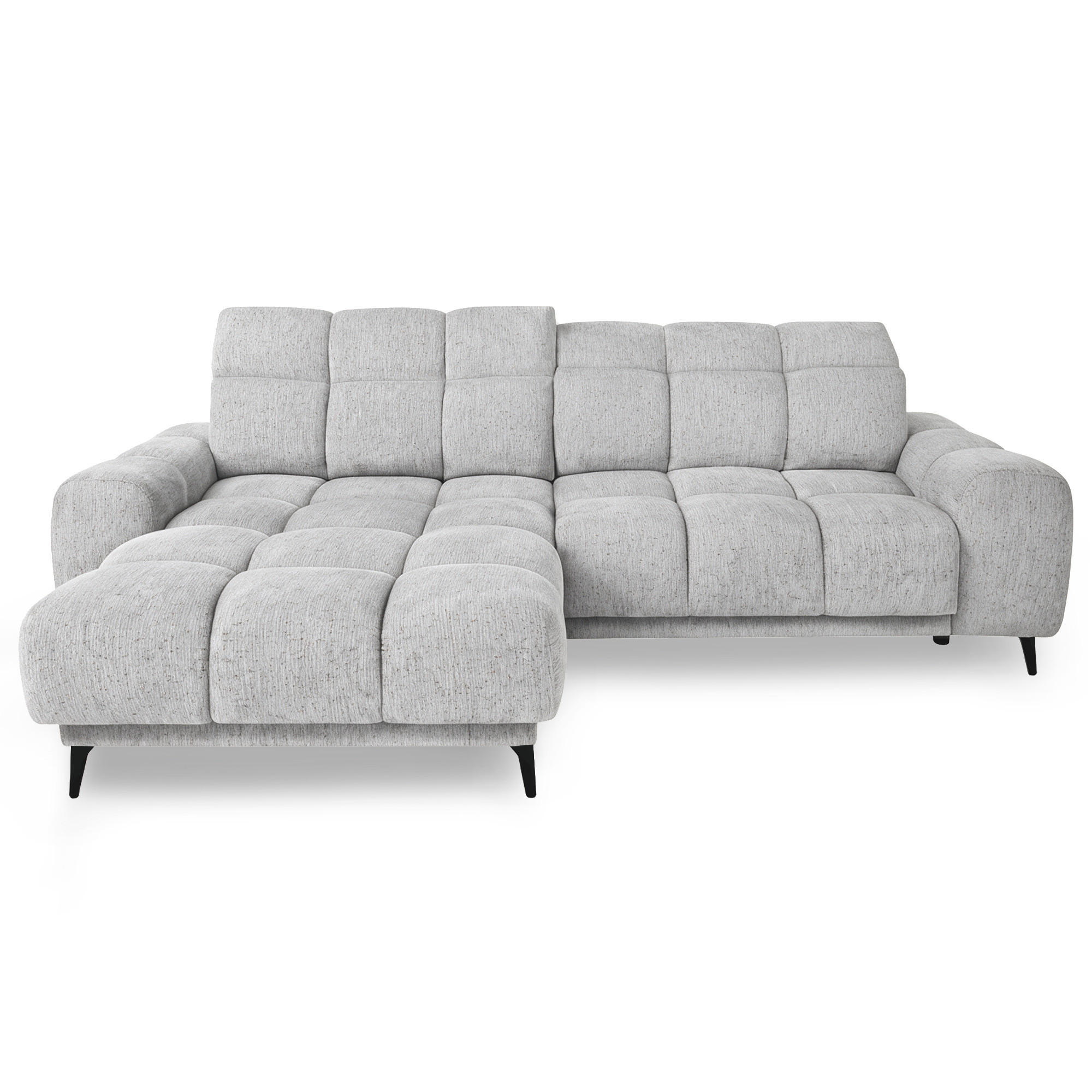 Beautysofa ROHOVÁ SEDAČKA Marco Mini s elektricky výsuvným sedákem a nastavitelnými opěrkami hlavy, levá, žinylková látka, světle šedá
