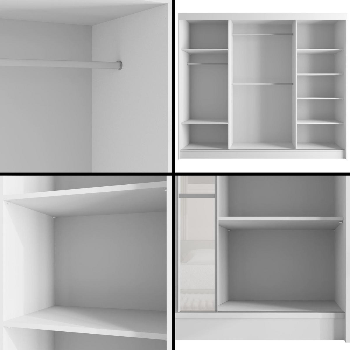 KLEIDERSCHRANK PEKA III - 250 cm - Weiß - Weiß, Holzwerkstoff (250/215/61cm) - ALTDECOR