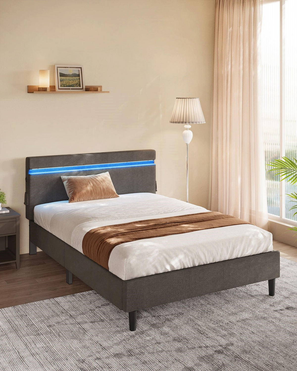 DOPPELBETT RABAT - Grau, Holzwerkstoff - Hansiro