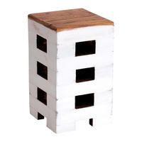 HOCKER BRICK 48 Mahagoni Massivholz 06 weiß-landhaus - Weiß, Holz (29/48/29cm) - DESIGN DELIGHTS