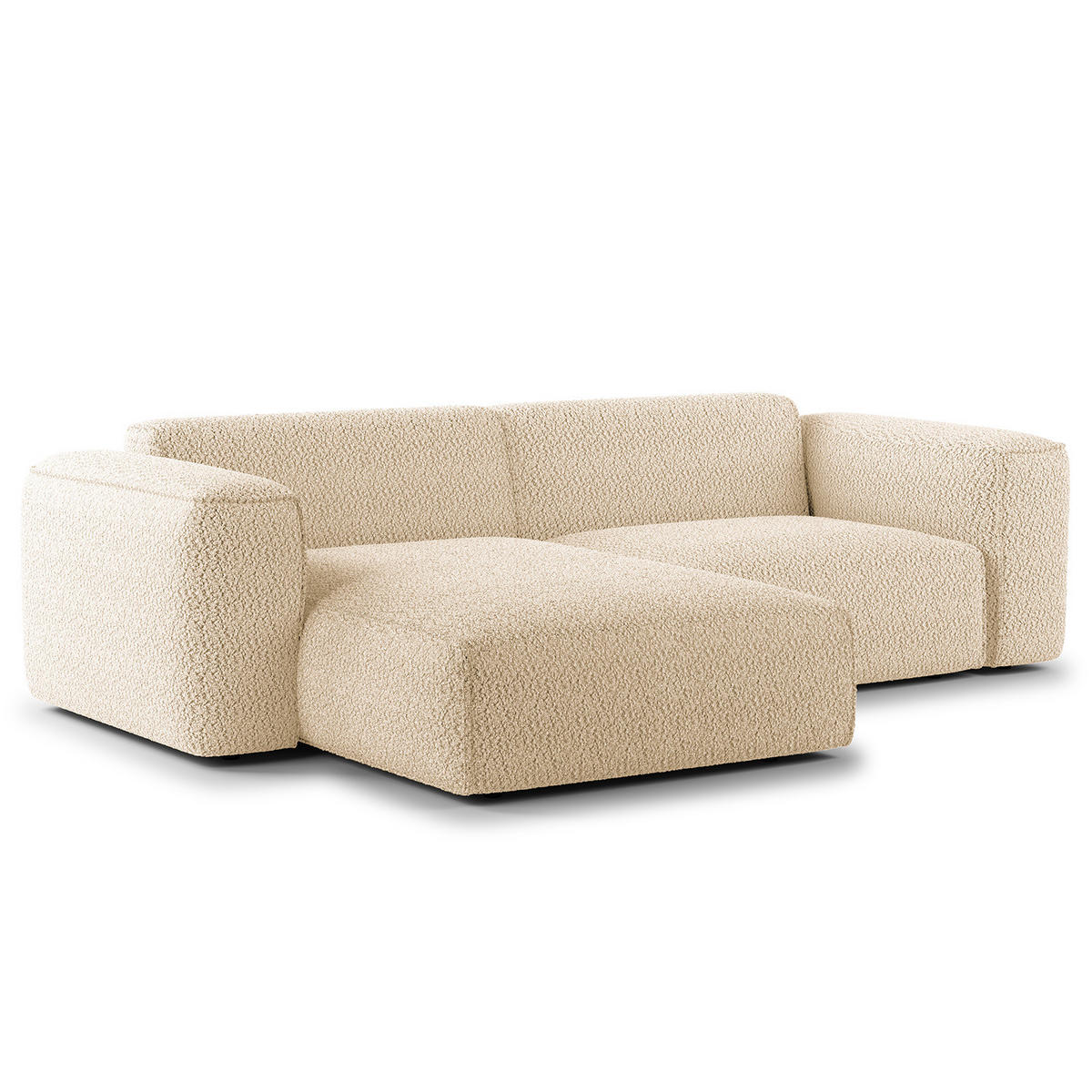 1,5-SITZER ECKSOFA mit Longchair - Beige/Schwarz, Kunststoff/Textil (260/173cm) - home24