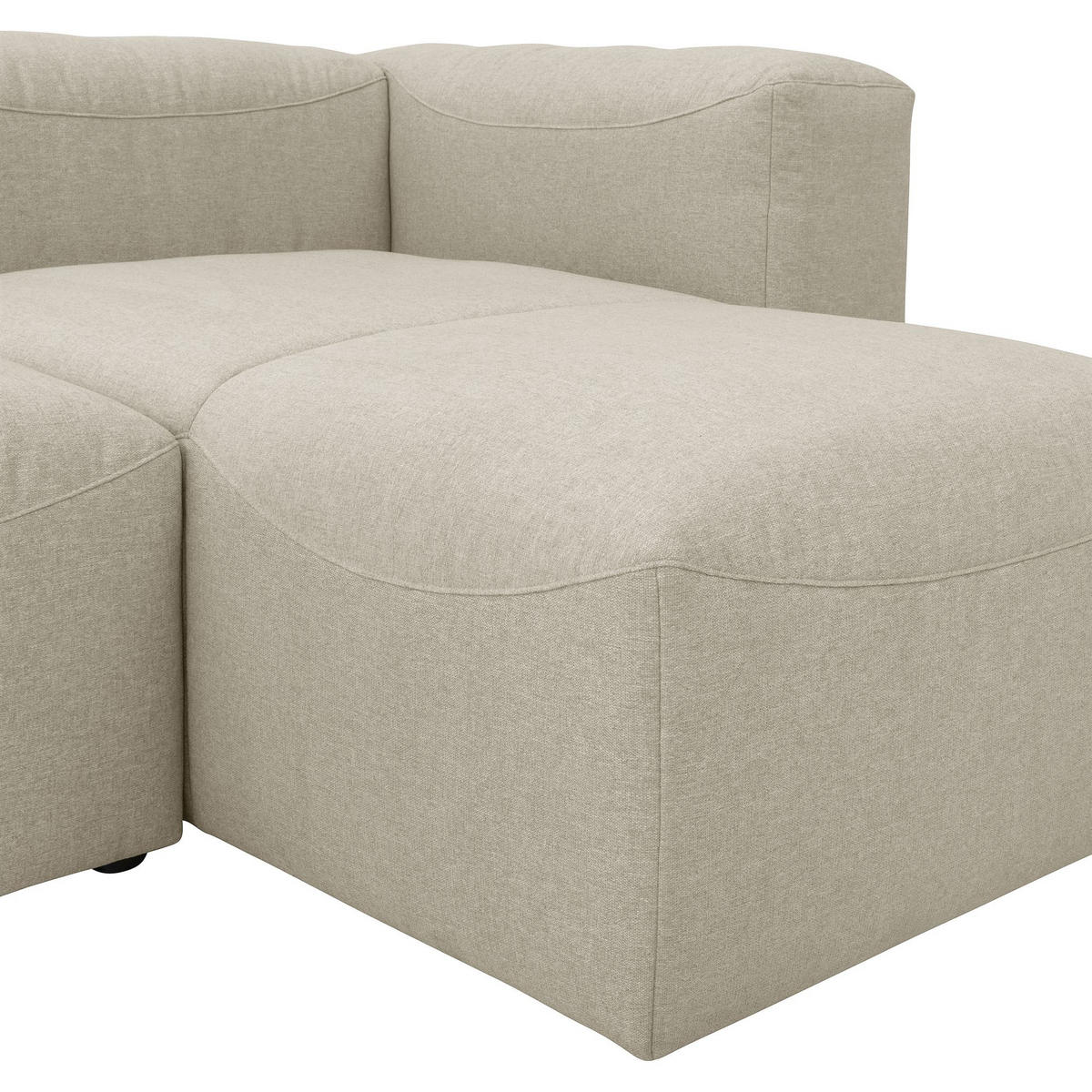 ECKSOFA mit Hocker links Kattrina Flachgewebe creme - Creme, Kunststoff (160/250cm) - 58aufmkessel
