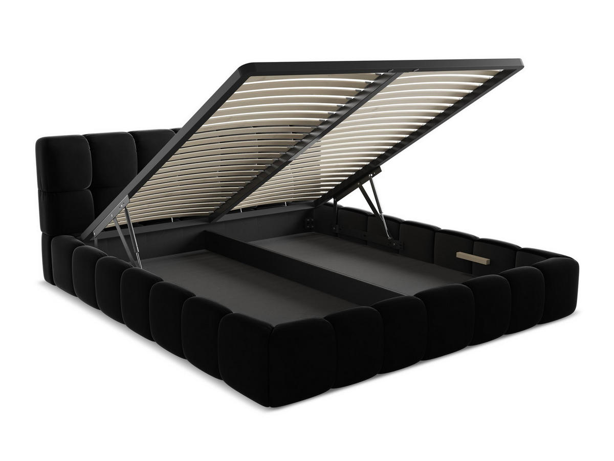 POLSTERBETT mit Bettkasten und Lattenrost 200x228 Schwarz - Schwarz, Kunststoff/Textil (180/200cm) - Makamii