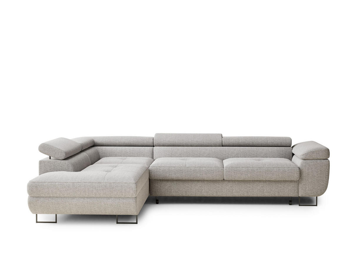 ECKSOFA Concord Beige grau Webstoff - Links Seite - Greige/Schwarz, Holz/Holzwerkstoff (203/277cm) - Maison de Reve