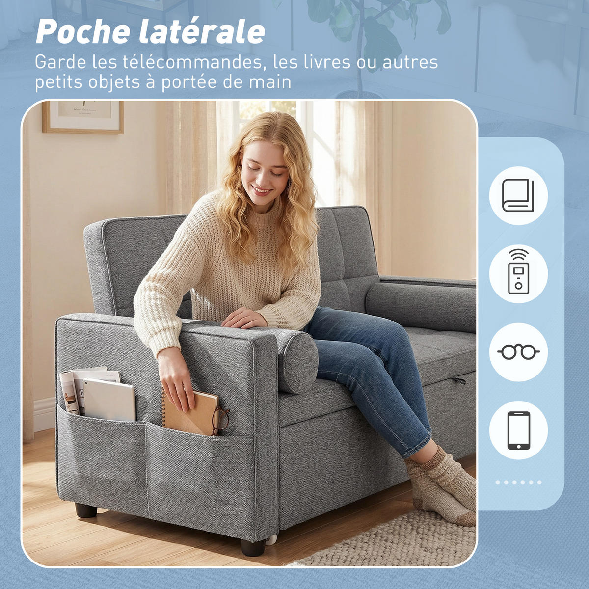 SCHLAFSOFA 2er-Sitz DE-14607 mit Doppelbett und verstellbarer Rückenlehne Grau - Grau, Metall (137.5/84/80.5cm) - ComfortXL