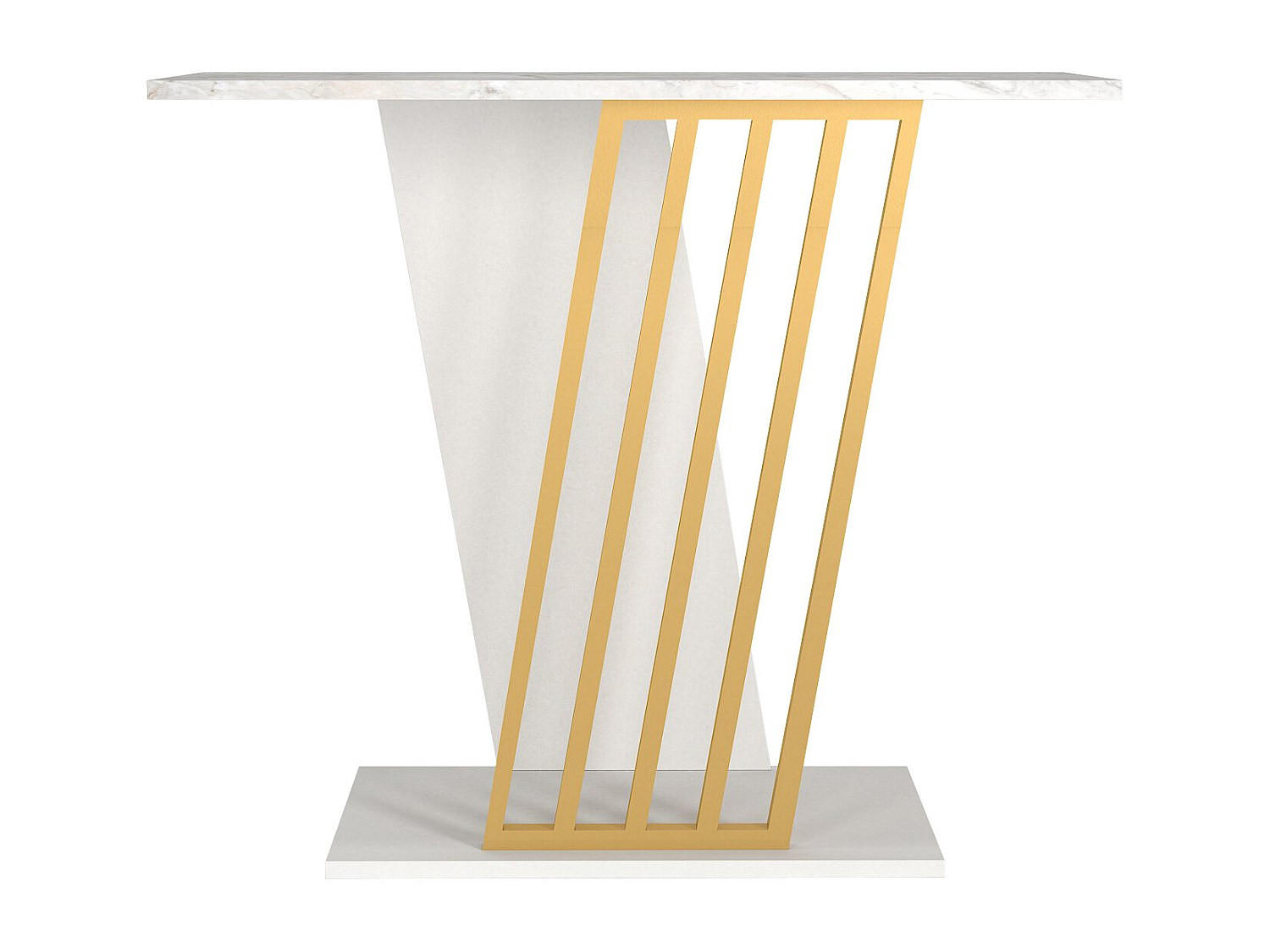 KONSOLENTISCH - 90 cm x 29.6 cm - Holz, Platte - Weiß, Goldfarben - ORSONA - Goldfarben/Weiß, Holz (29.6/90/76.8cm) - Vente-Unique