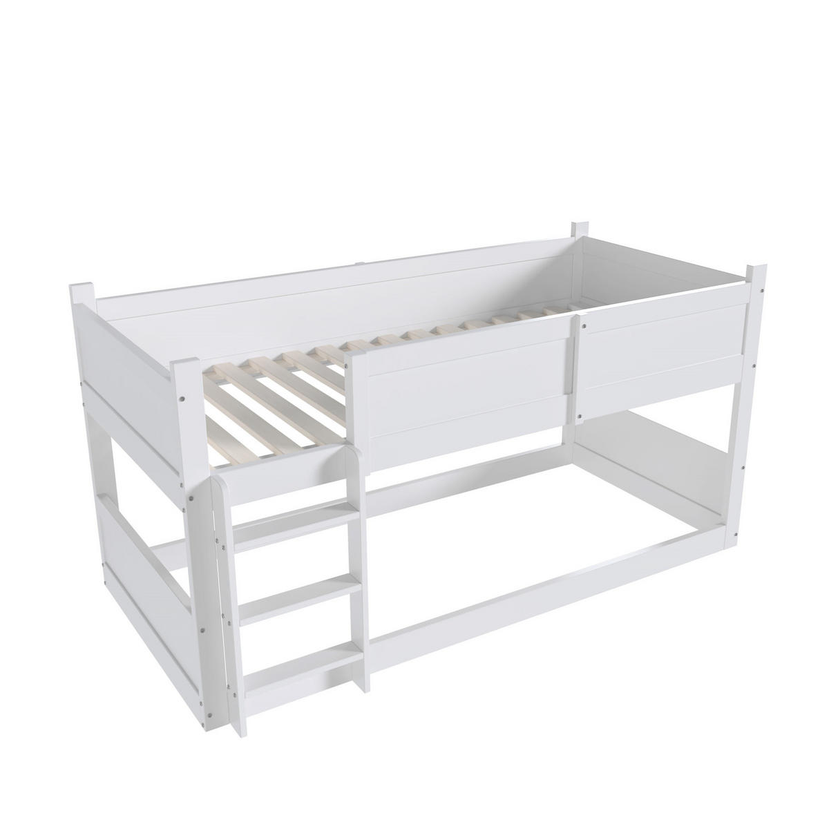 ETAGENBETT 90/200 cm in Weiß aus Holz – modulares Dreibettzimmerbett - Weiß, Holzwerkstoff (90/200cm) - BEAOK