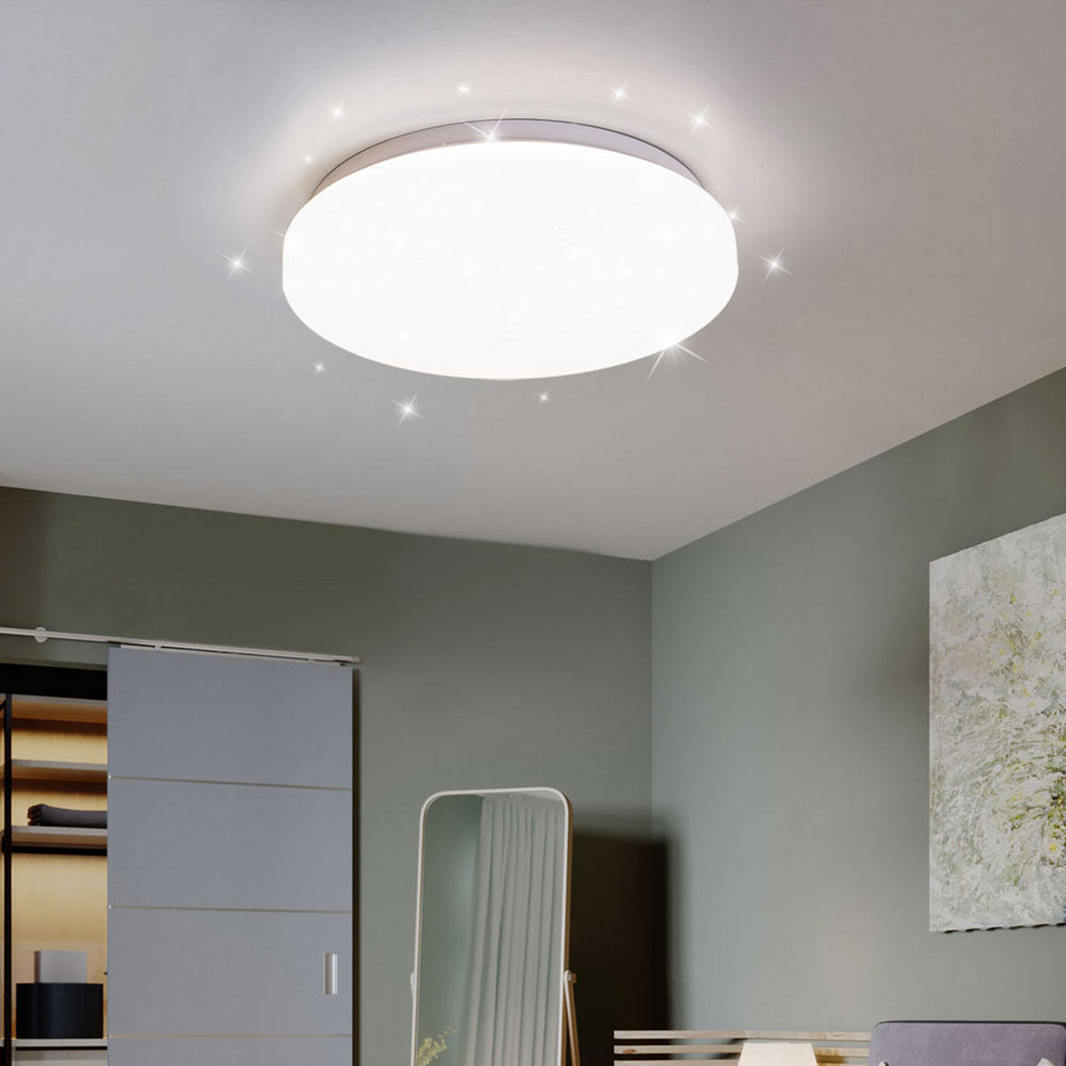 LED DECKENLEUCHTE Weiß mit Sterneneffekt - Weiß, Metall (25.5/5.5/5.5cm)