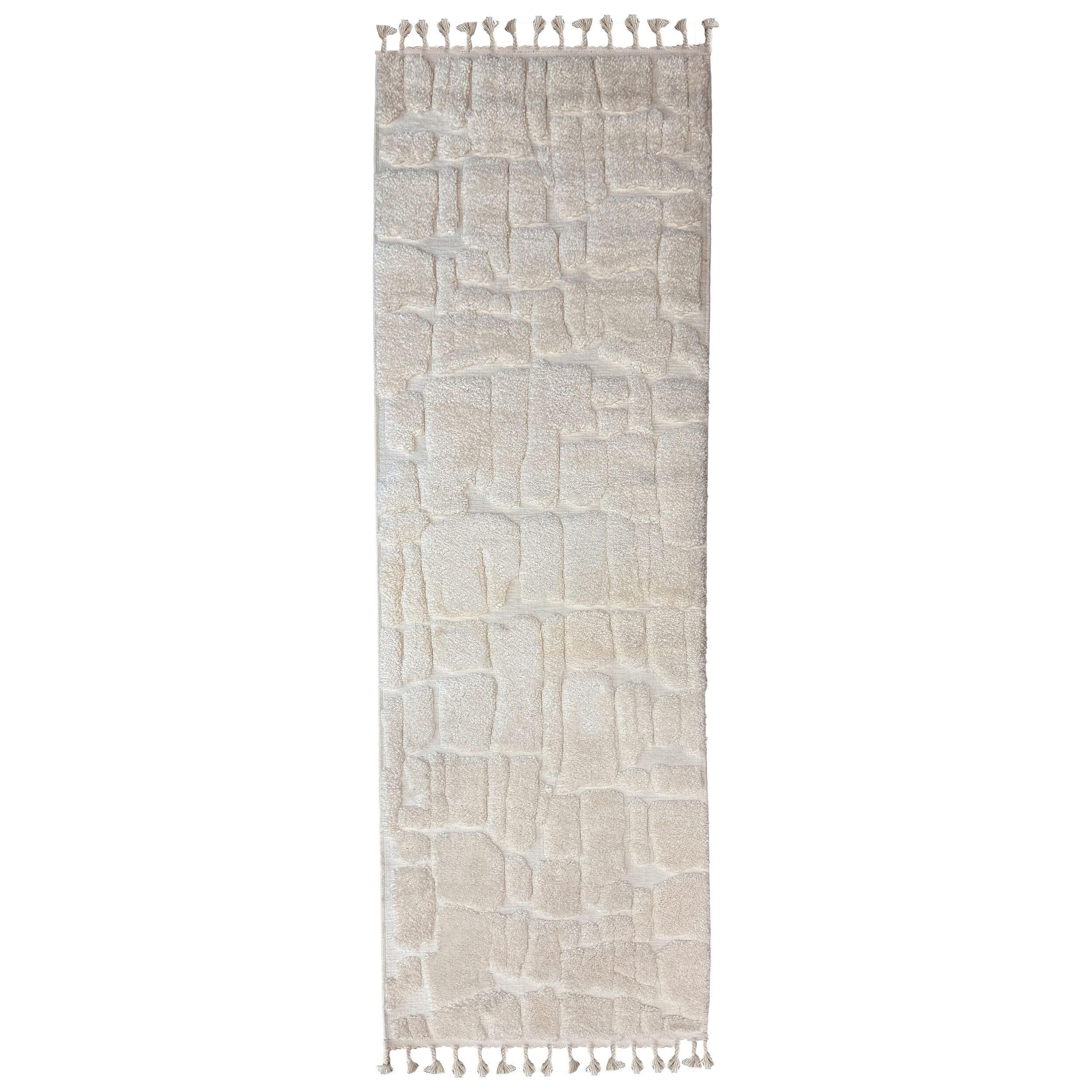 TEPPICH Hochflor mit Fransen MARA in Creme, geometrisch, 80 x 300 cm - Beige, Textil (80/300cm) - KADIMA DESIGN