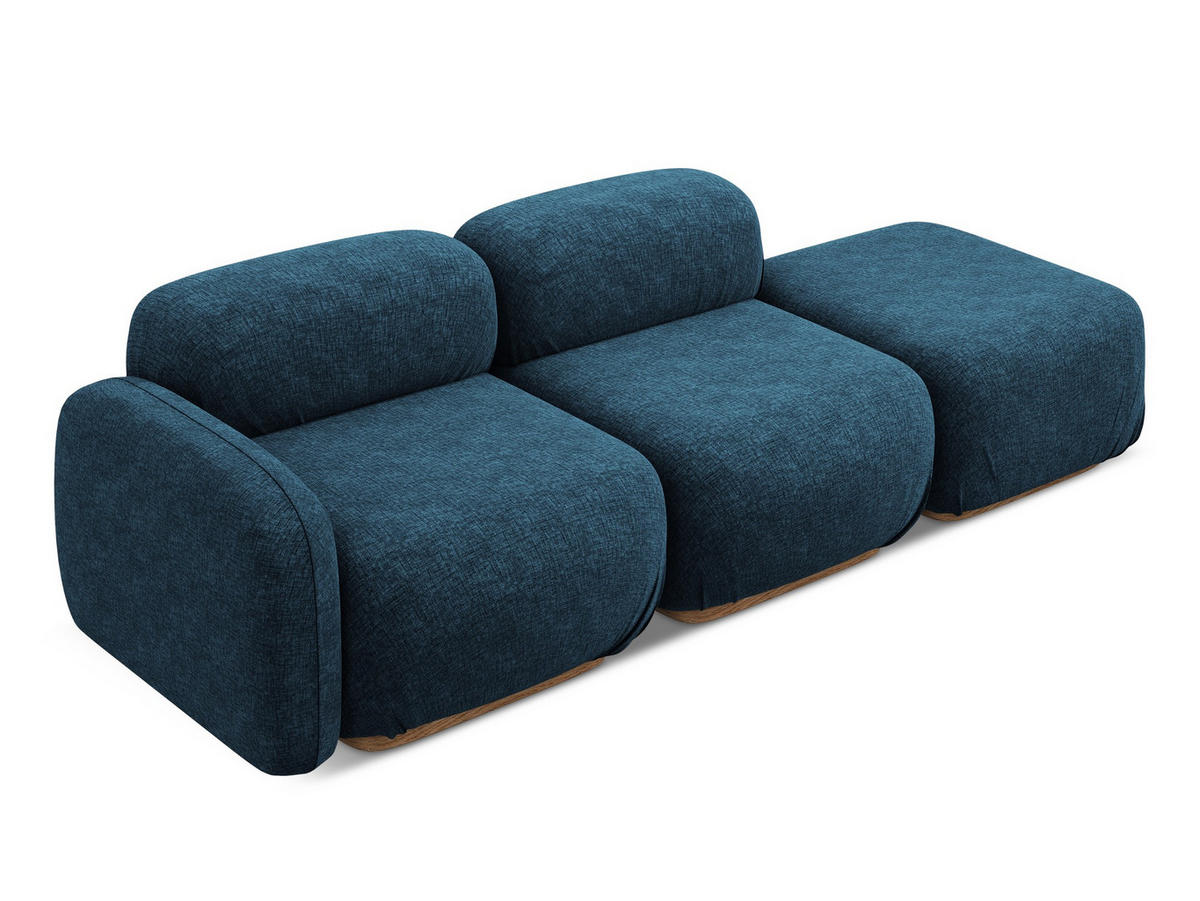 3-SITZER SOFA Rechts Chenille Stoff Blau - Blau/Braun, Holz/Textil (258/73/95cm) - Makamii